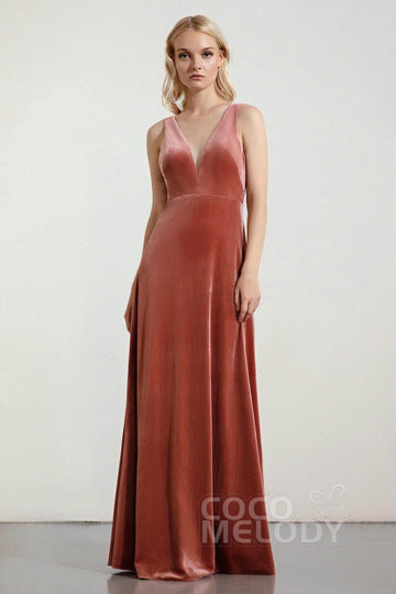 A-Line Floor Length Velvet Dresses CB0430CS
