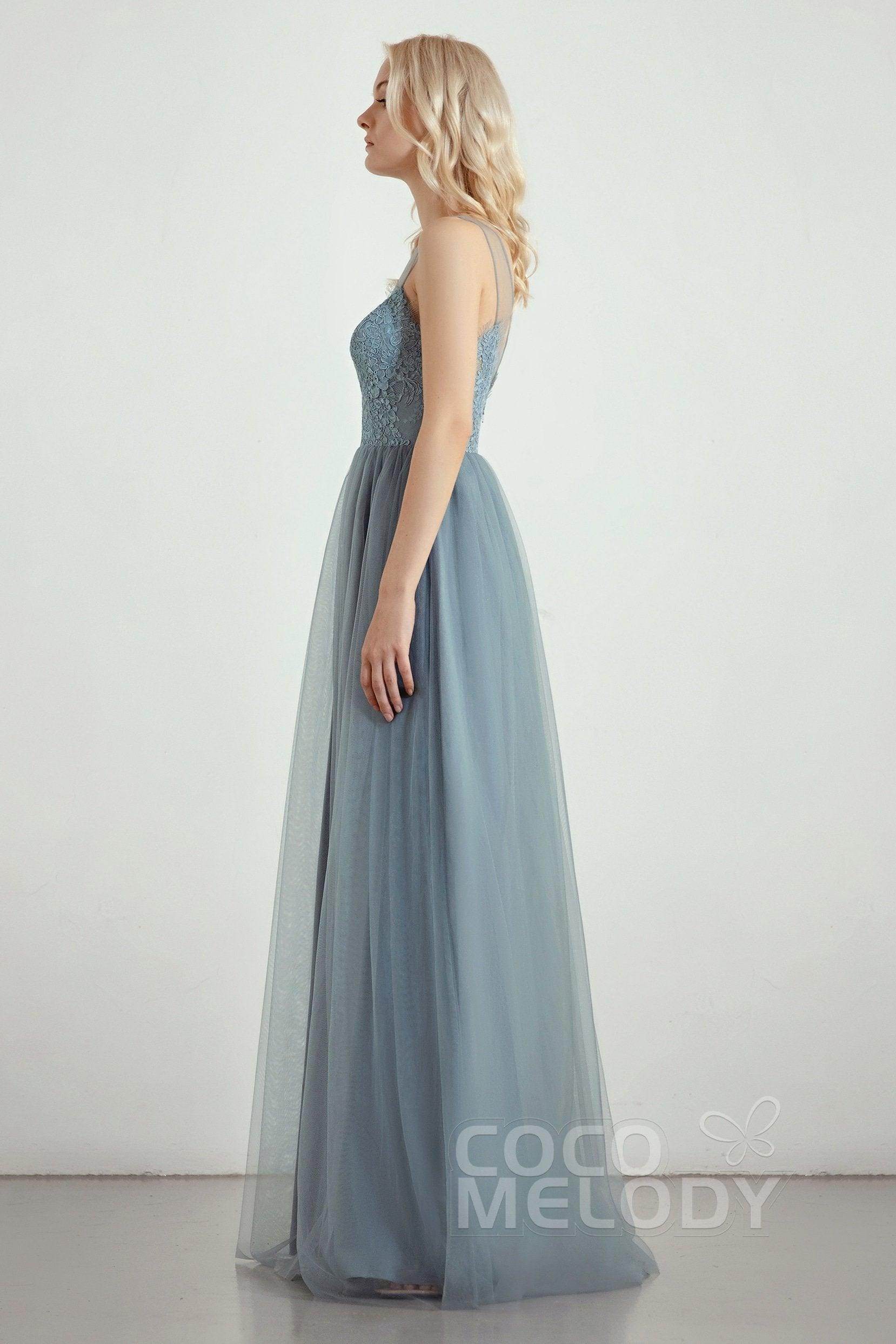 A-Line Floor Length Tulle Lace Bridesmaid Dress CB0439