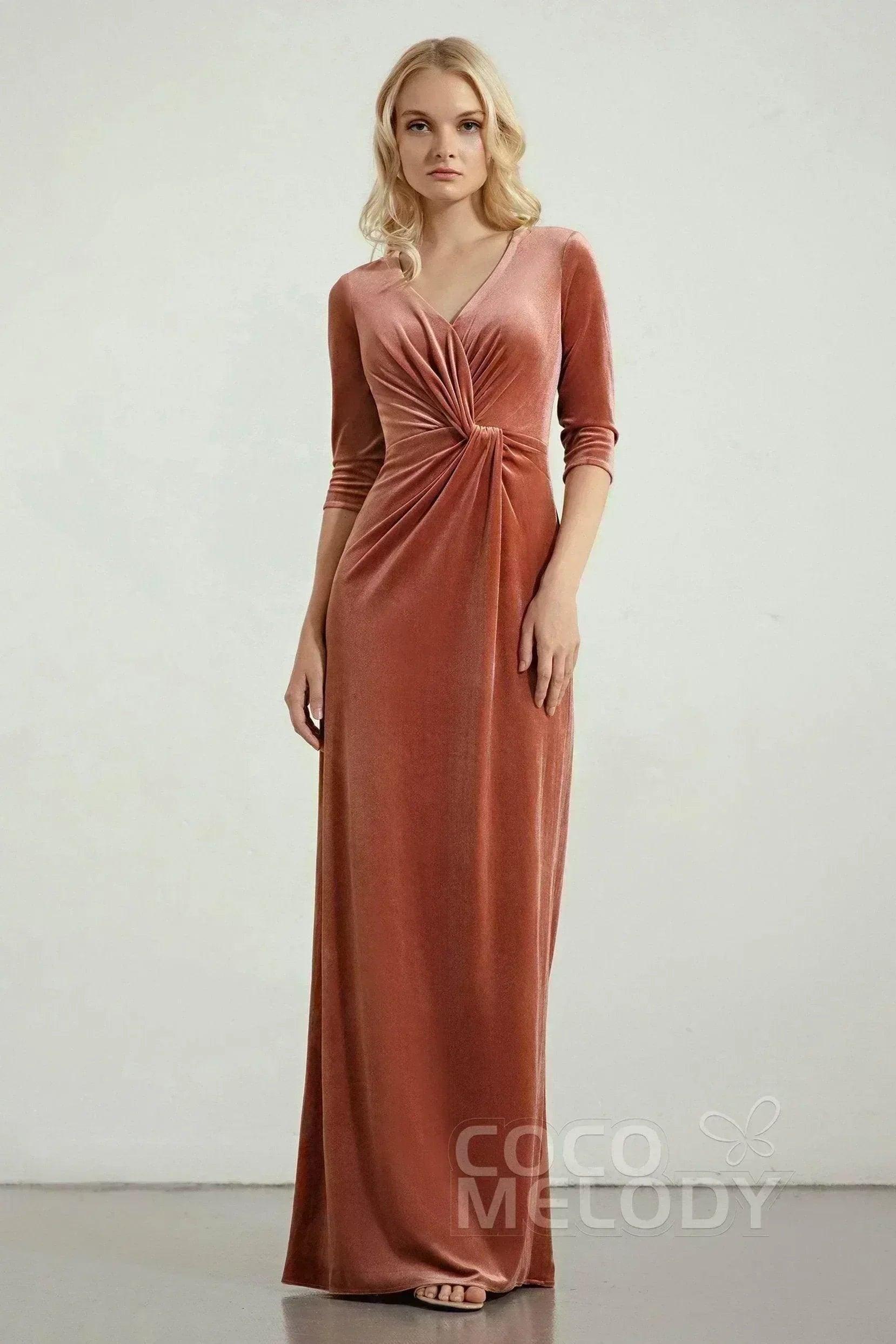 Sheath-Column Floor Length Velvet Dresses CB0443CS