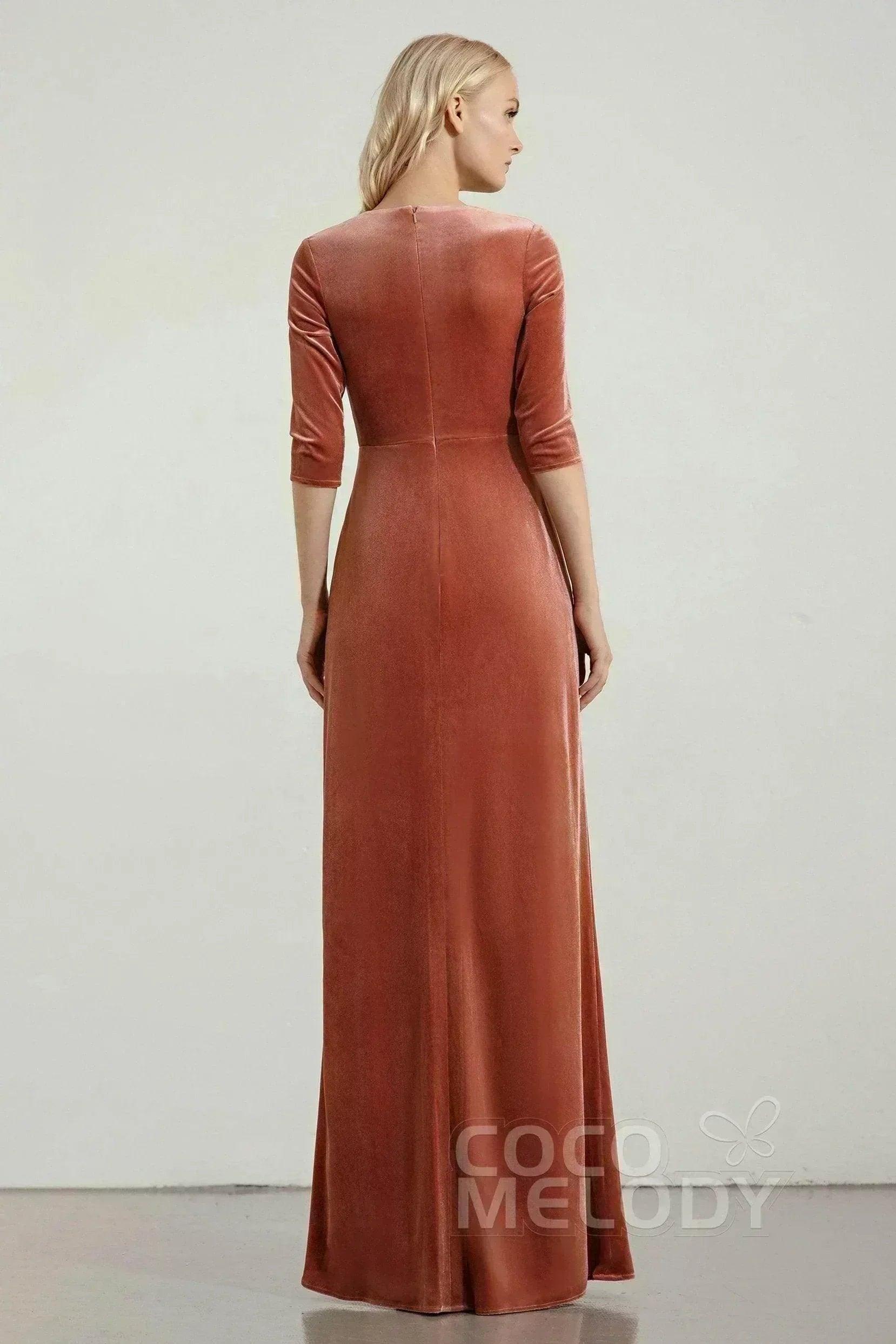 Sheath-Column Floor Length Velvet Dresses CB0443CS