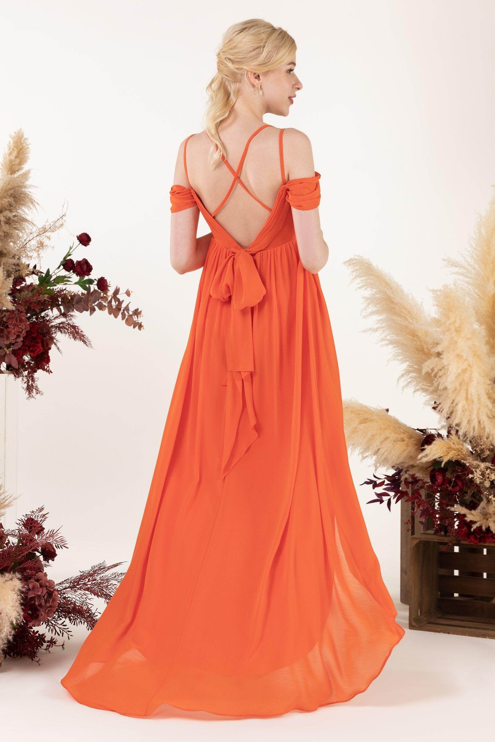 Asymmetrical Sweep Train Chiffon Bridesmaid Dress CB0464M
