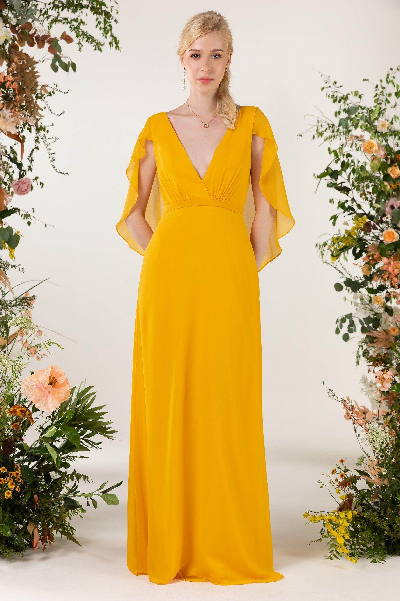 Sheath Sweep-Brush Train Chiffon Bridesmaid Dress CB0468