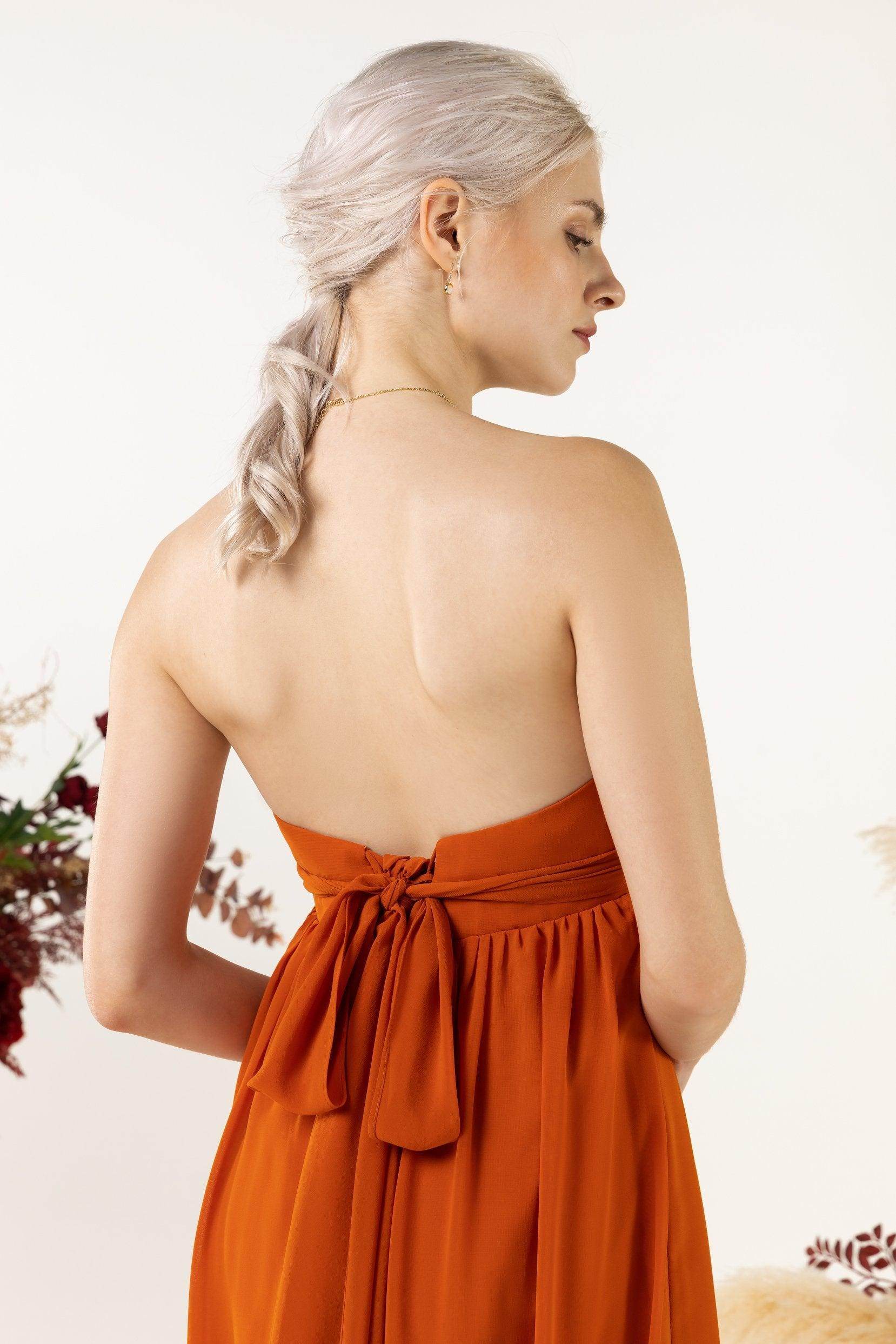 A-Line Sweep-Brush Train Chiffon Bridesmaid Dress CB0470