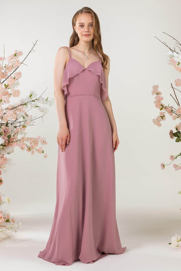 Sheath Sweep-Brush Train Chiffon Bridesmaid Dress CB0472