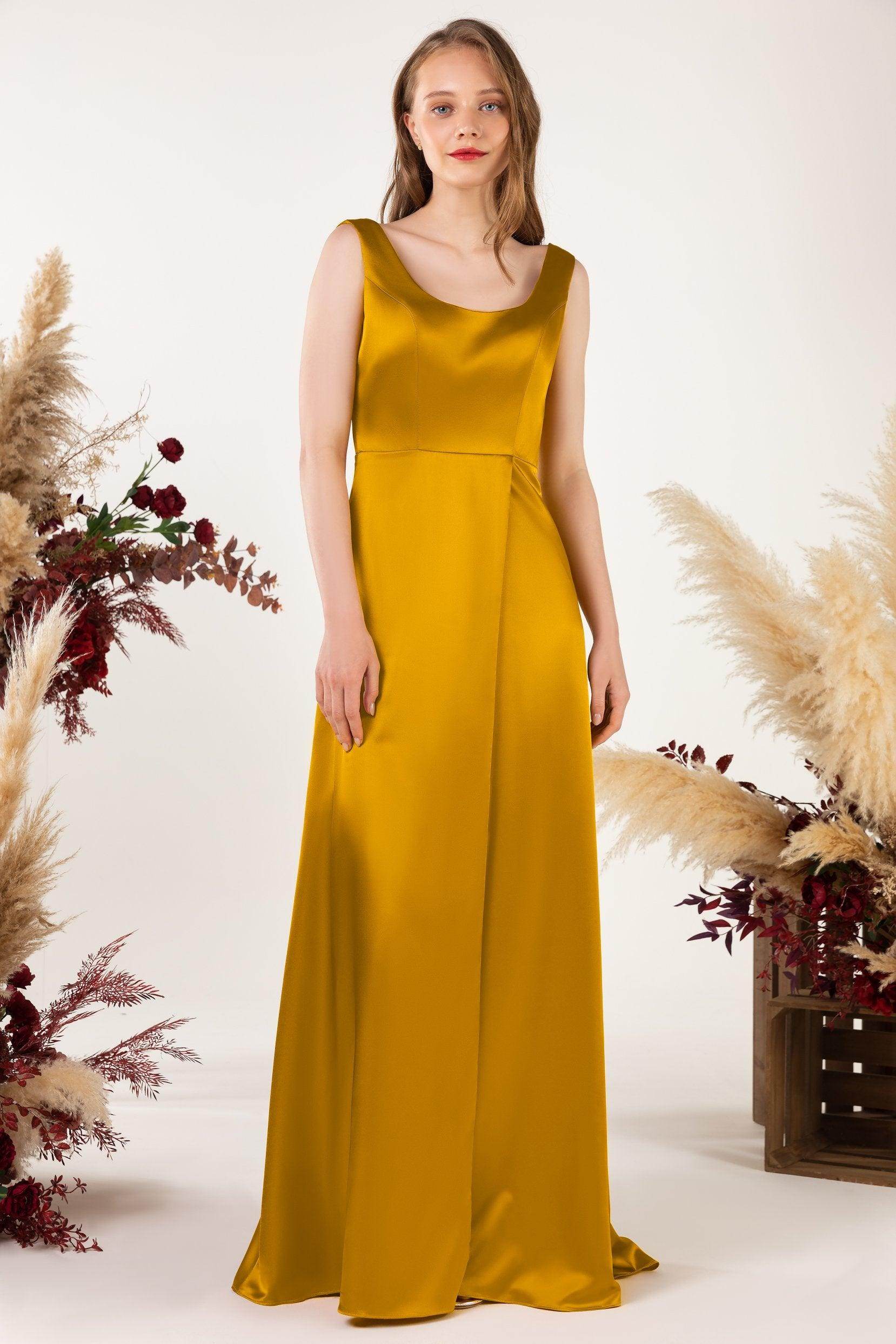 Sheath Sweep Luxe Satin Bridesmaid Dress Formal Dresses CB0496