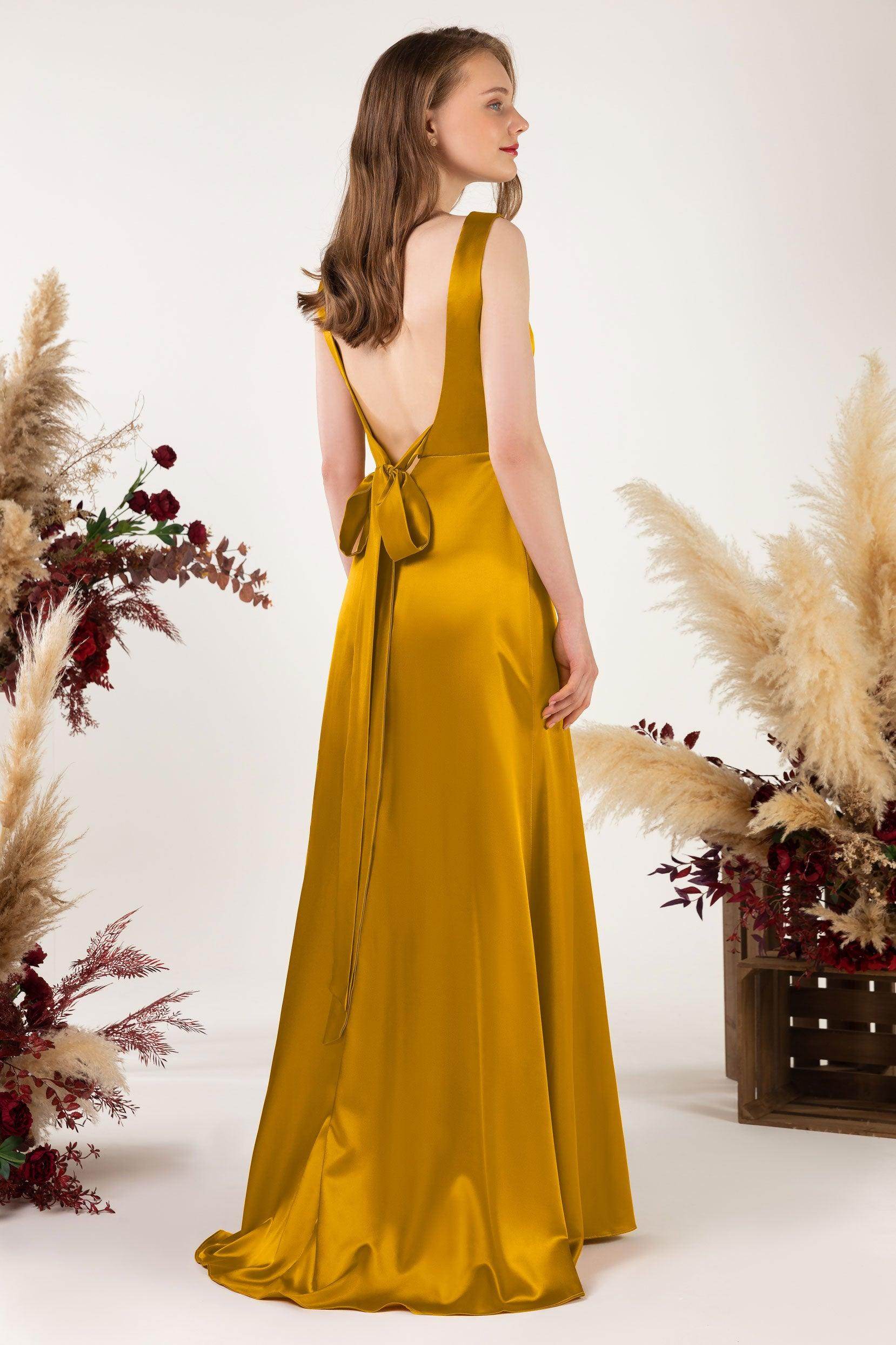Sheath Sweep Luxe Satin Bridesmaid Dress Formal Dresses CB0496