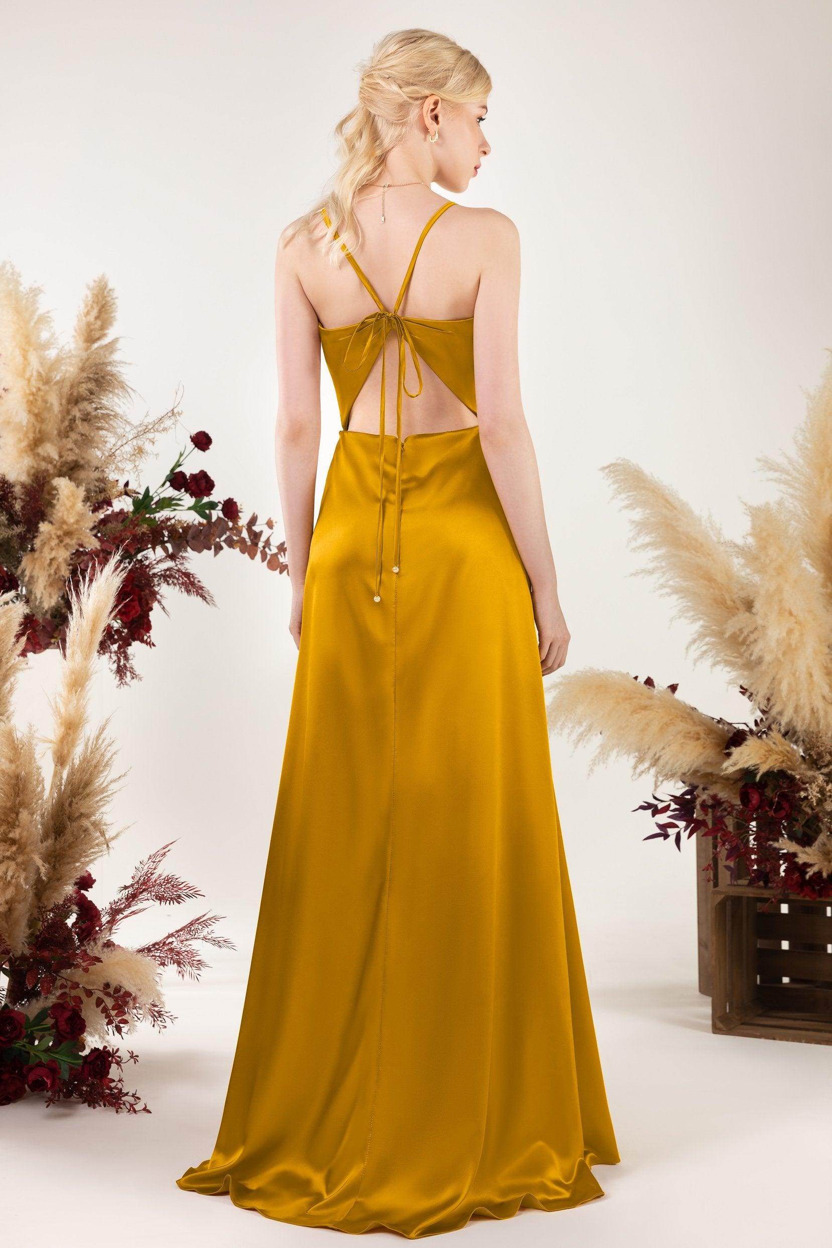 Sheath Sweep Luxe Satin Bridesmaid Dress Formal Dresses CB0498