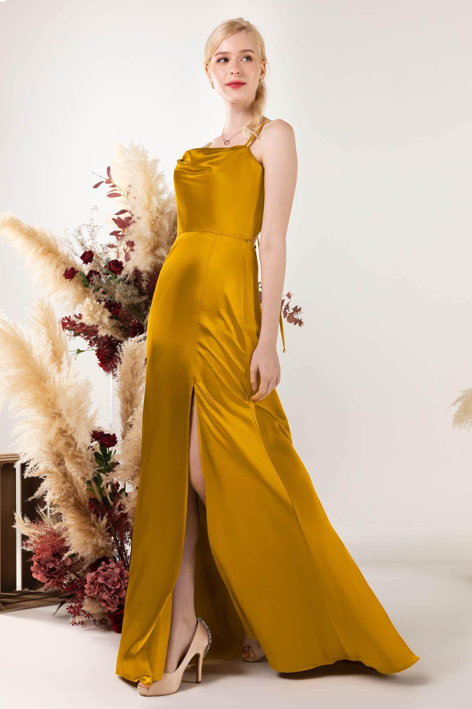Sheath Sweep Luxe Satin Bridesmaid Dress Formal Dresses CB0498