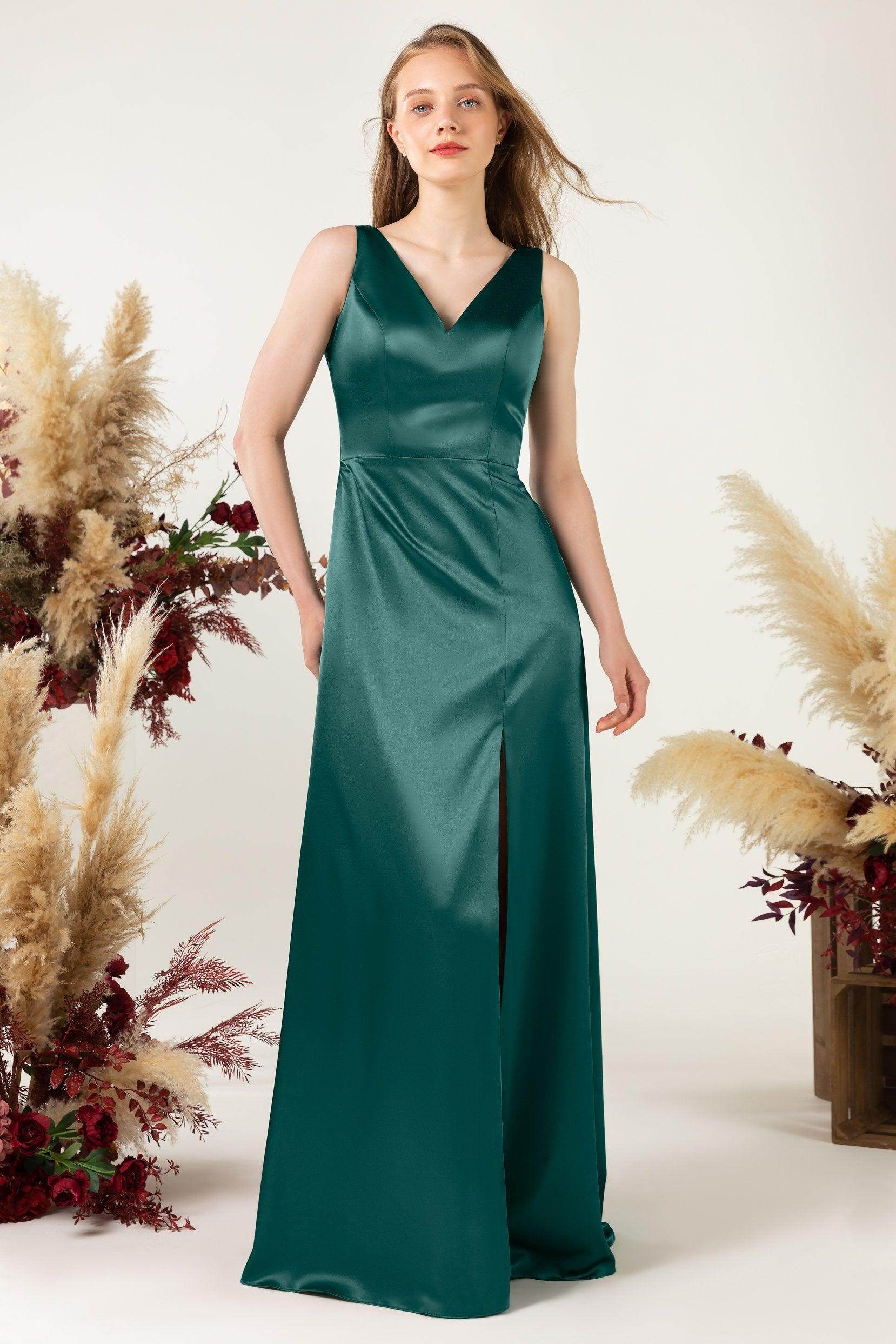 Sheath Sweep Luxe Satin Bridesmaid Dress Formal Dresses CB0502