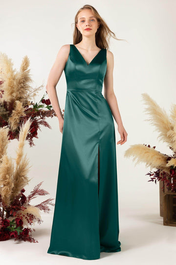 Sheath Sweep Luxe Satin Bridesmaid Dress Formal Dresses CB0502