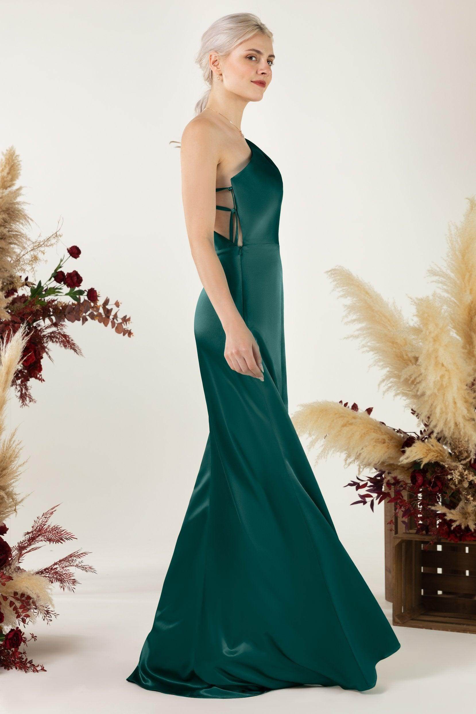 Sheath Sweep Luxe Satin Bridesmaid Dress Formal Dresses CB0503