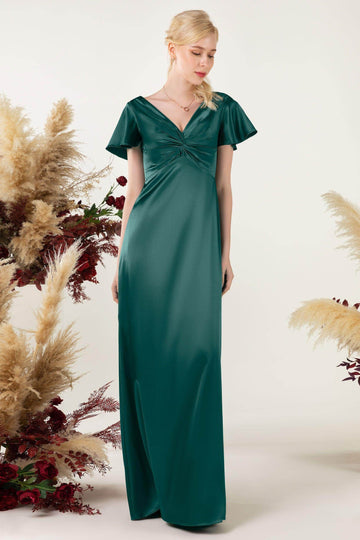 Sheath Sweep Luxe Satin Bridesmaid Dress Formal Dresses CB0504