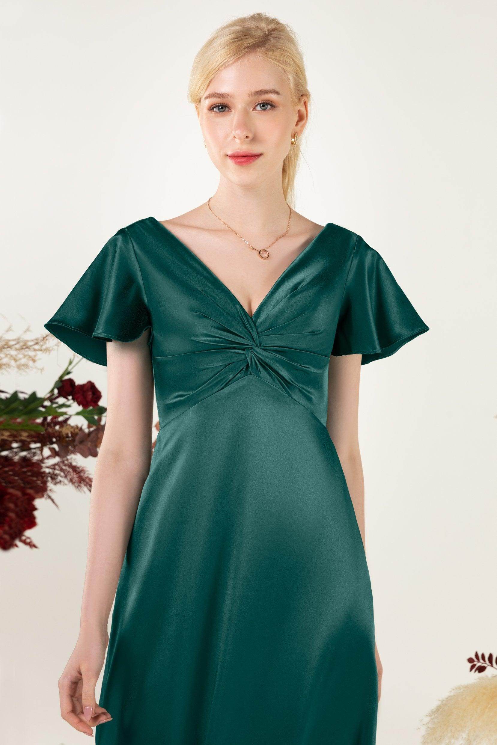 Sheath Sweep Luxe Satin Bridesmaid Dress Formal Dresses CB0504