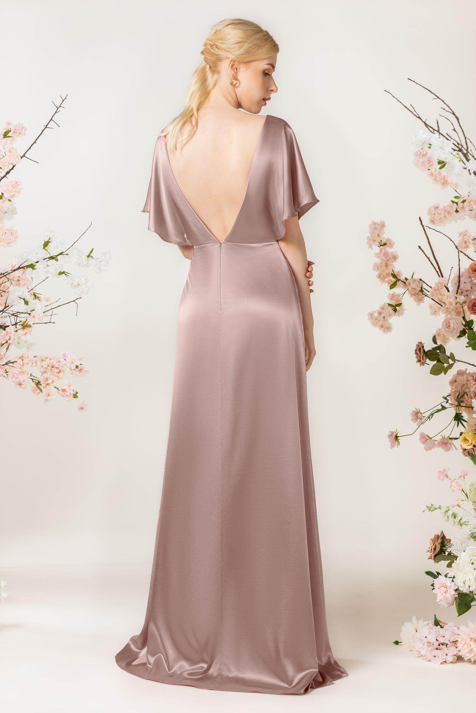 Sheath Sweep Luxe Satin Bridesmaid Dress Formal Dresses CB0505PS