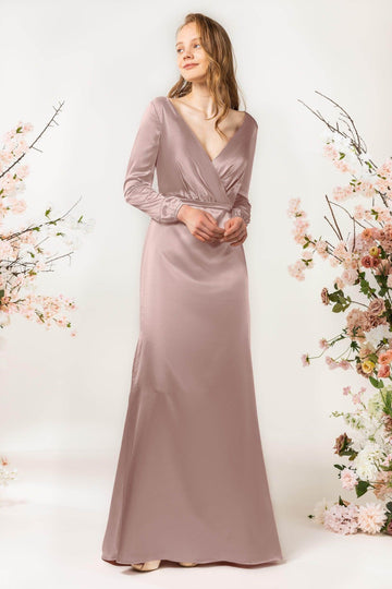 Sheath Sweep Luxe Satin Bridesmaid Dress Formal Dresses CB0506