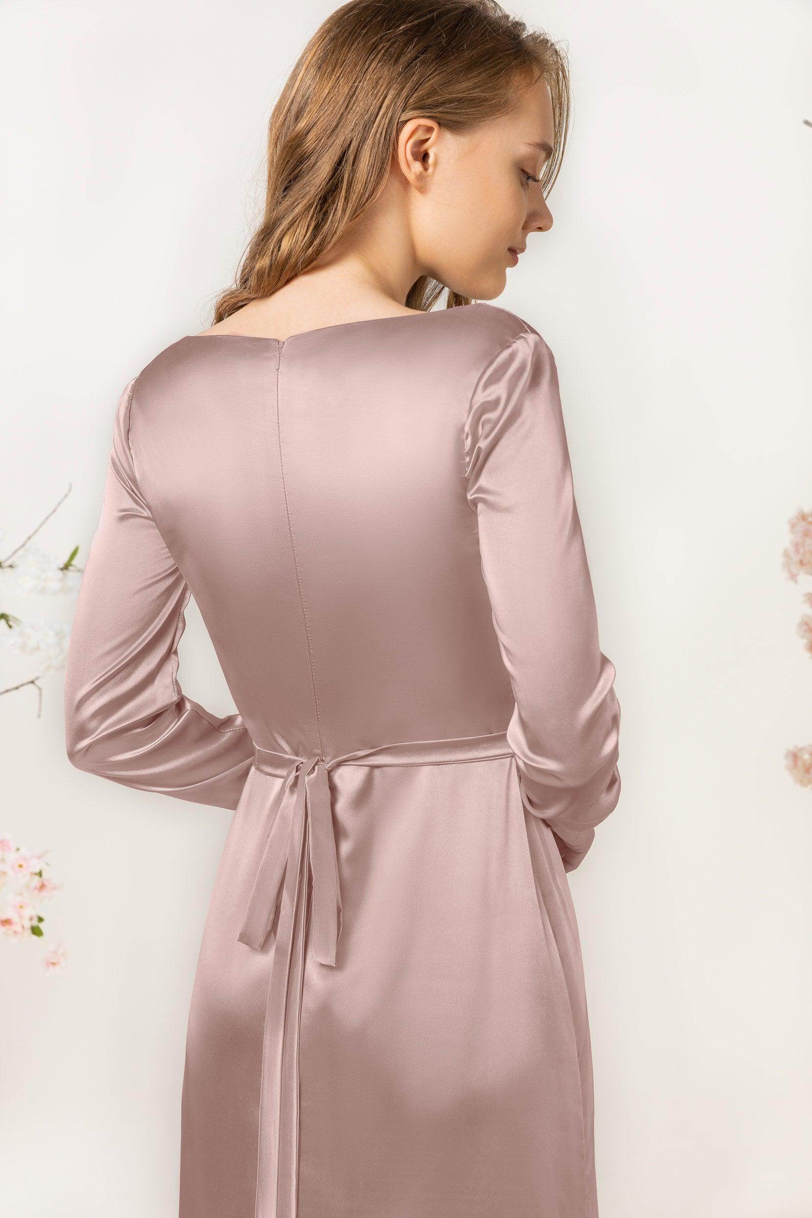 Sheath Sweep Luxe Satin Bridesmaid Dress Formal Dresses CB0506