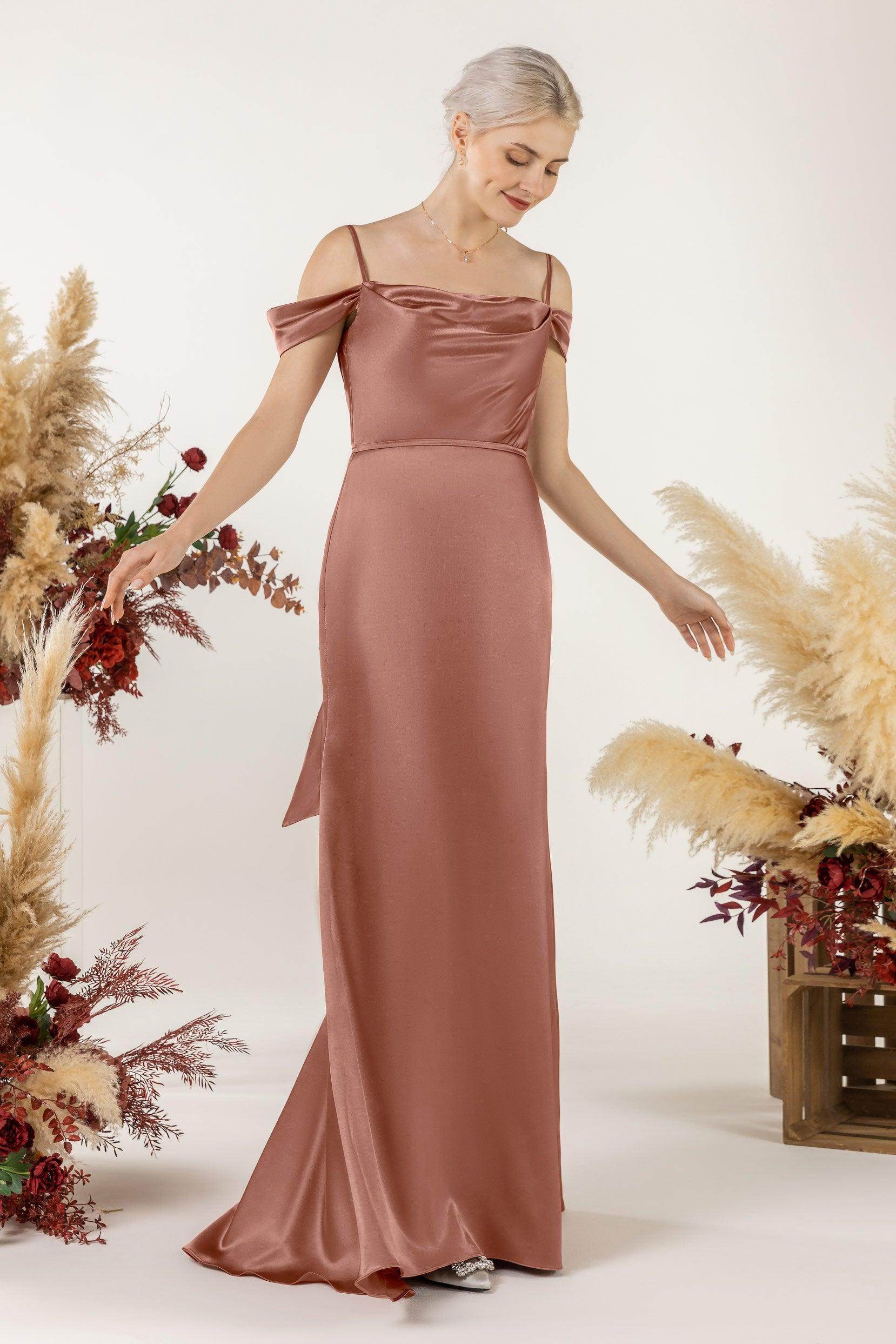 Trumpet Luxe Satin Bridesmaid Dress Formal Dresses CB0509