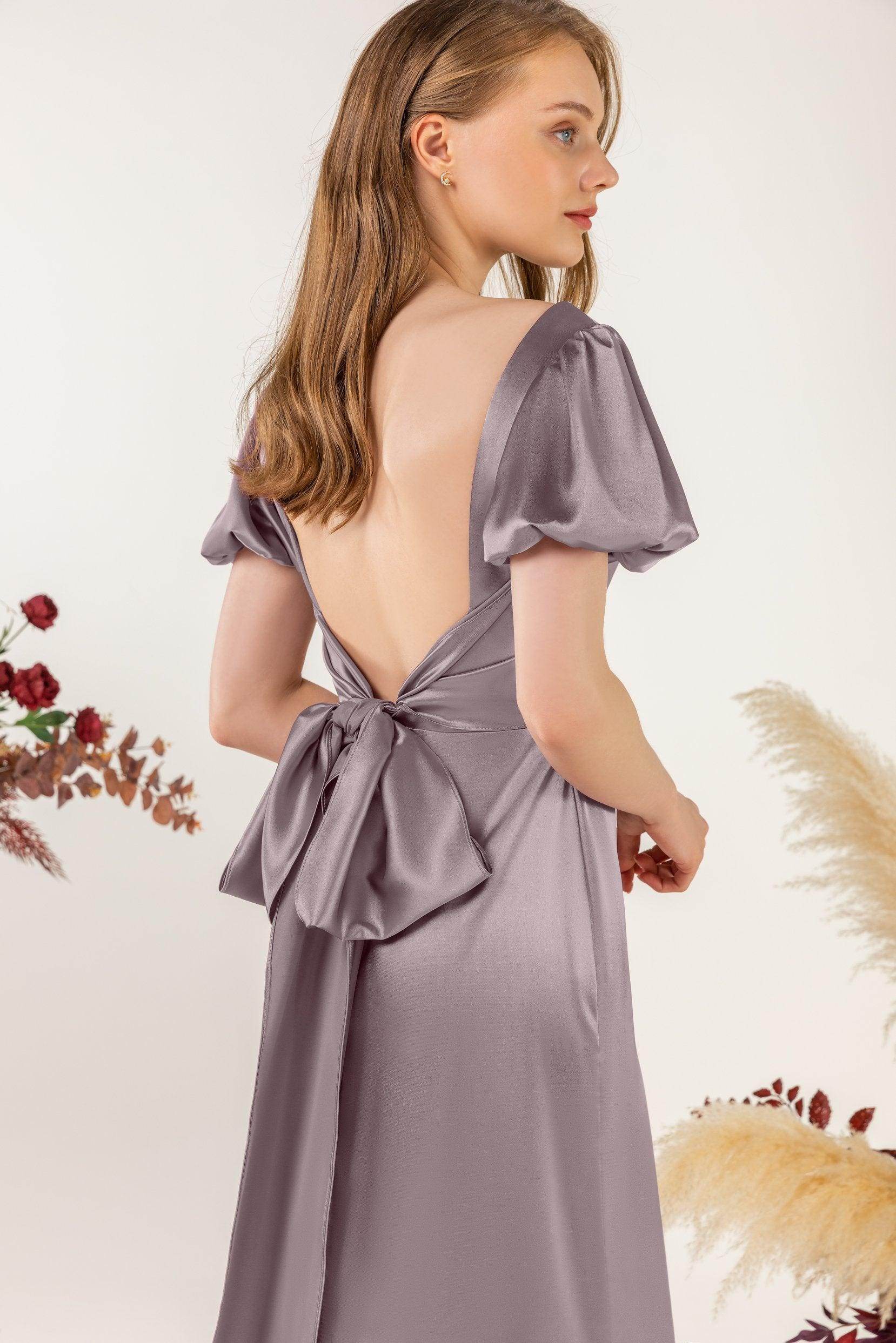Sheath Sweep Luxe Satin Bridesmaid Dress Formal Dresses CB0511