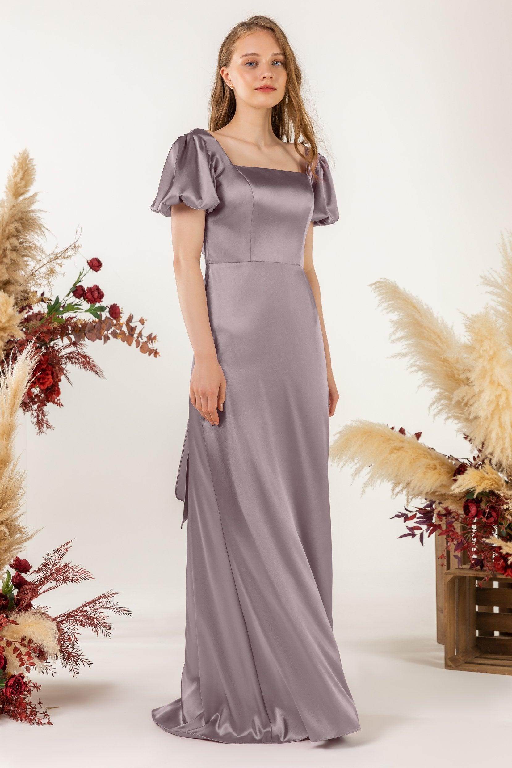 Sheath Sweep Luxe Satin Bridesmaid Dress Formal Dresses CB0511