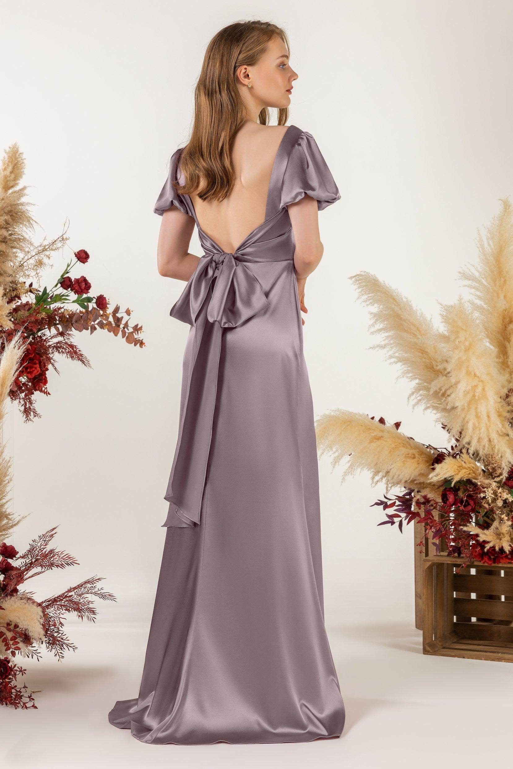 Sheath Sweep Luxe Satin Bridesmaid Dress Formal Dresses CB0511