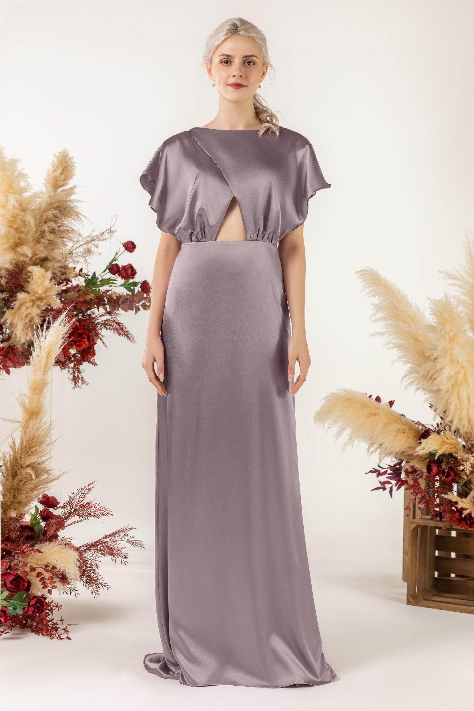 Sheath Sweep Luxe Satin Bridesmaid Dress Formal Dresses CB0512