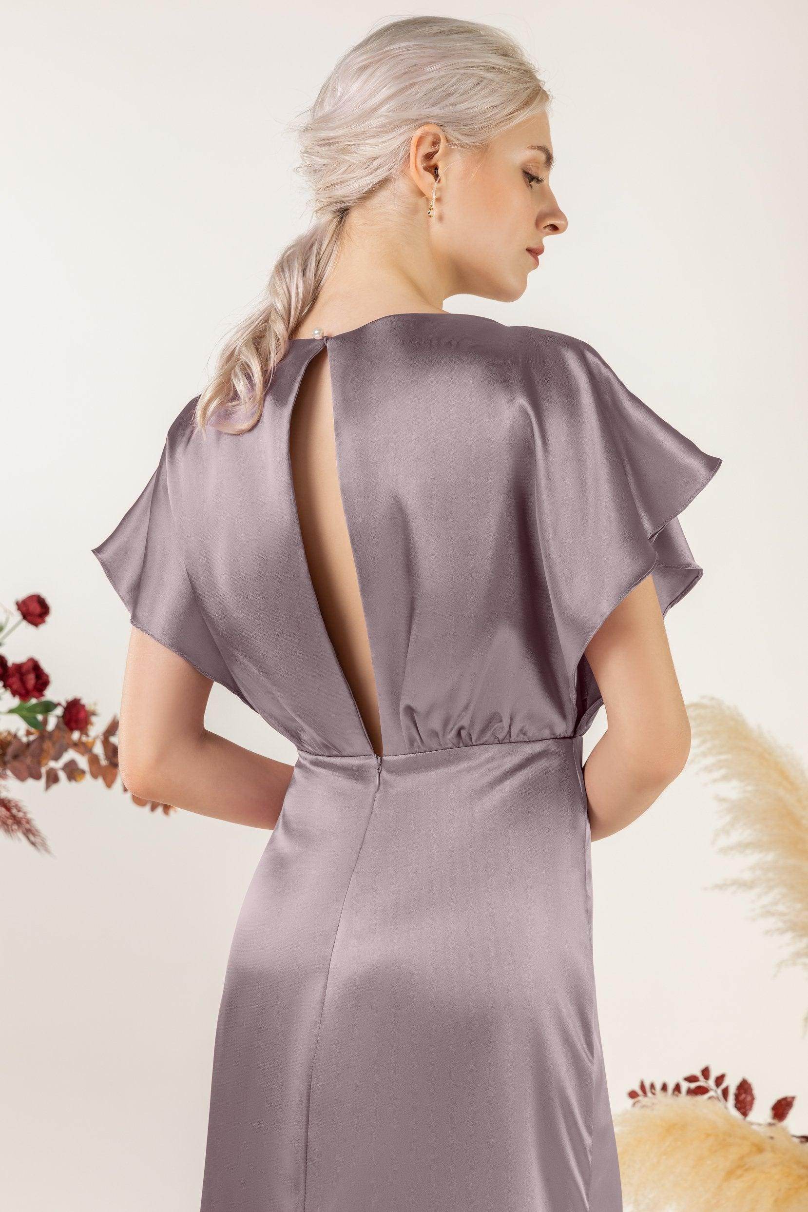 Sheath Sweep Luxe Satin Bridesmaid Dress Formal Dresses CB0512