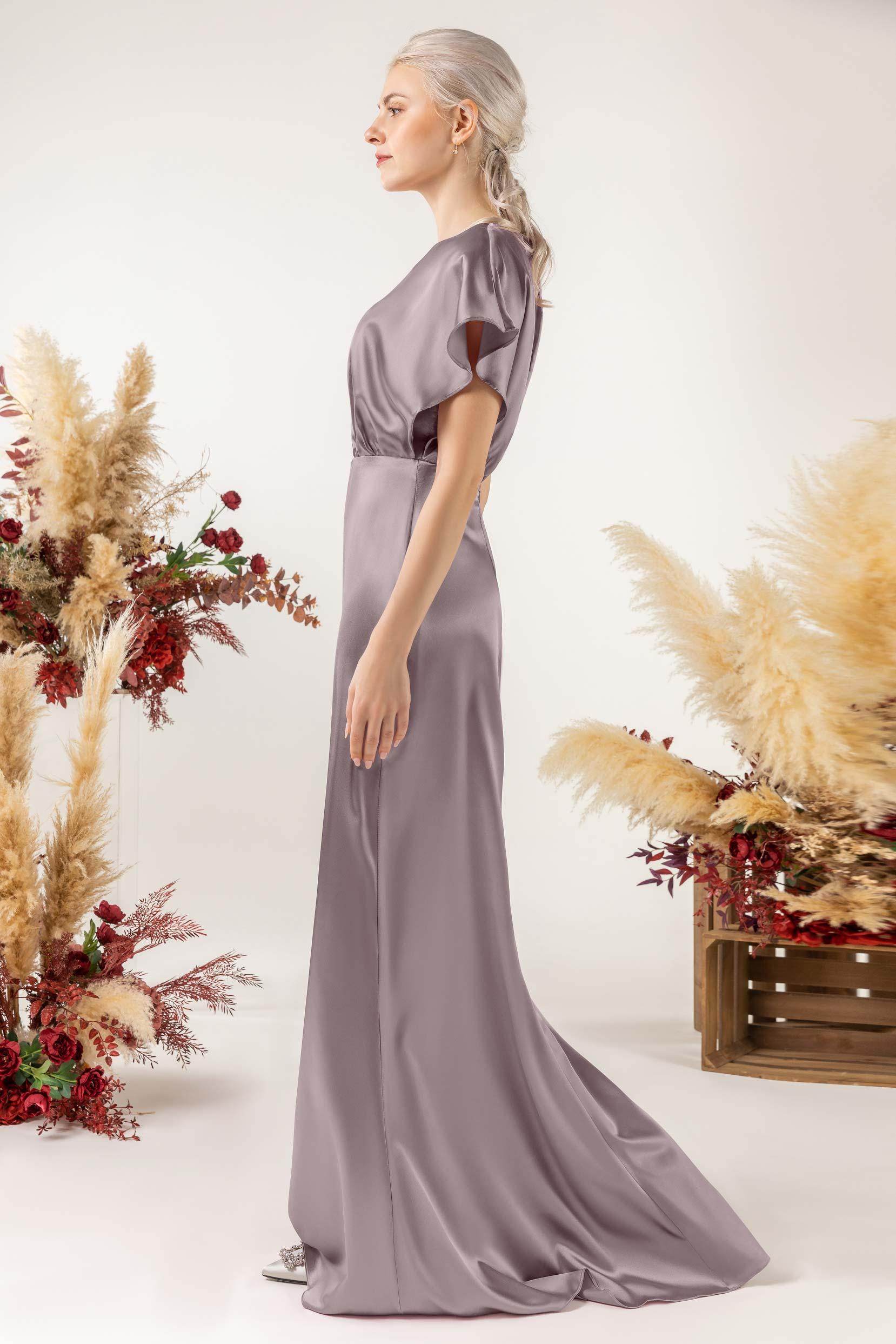 Sheath Sweep Luxe Satin Bridesmaid Dress Formal Dresses CB0512