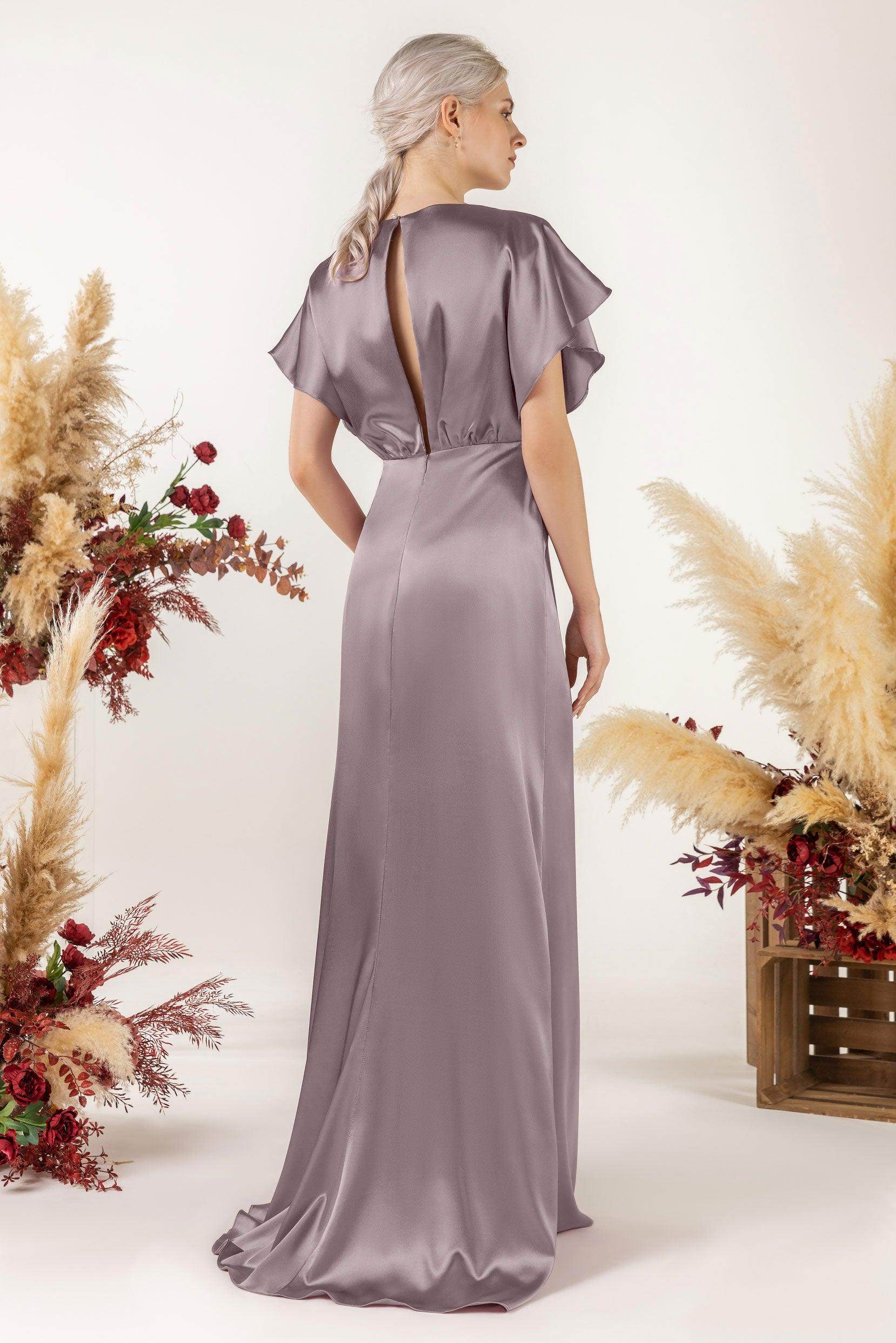Sheath Sweep Luxe Satin Bridesmaid Dress Formal Dresses CB0512