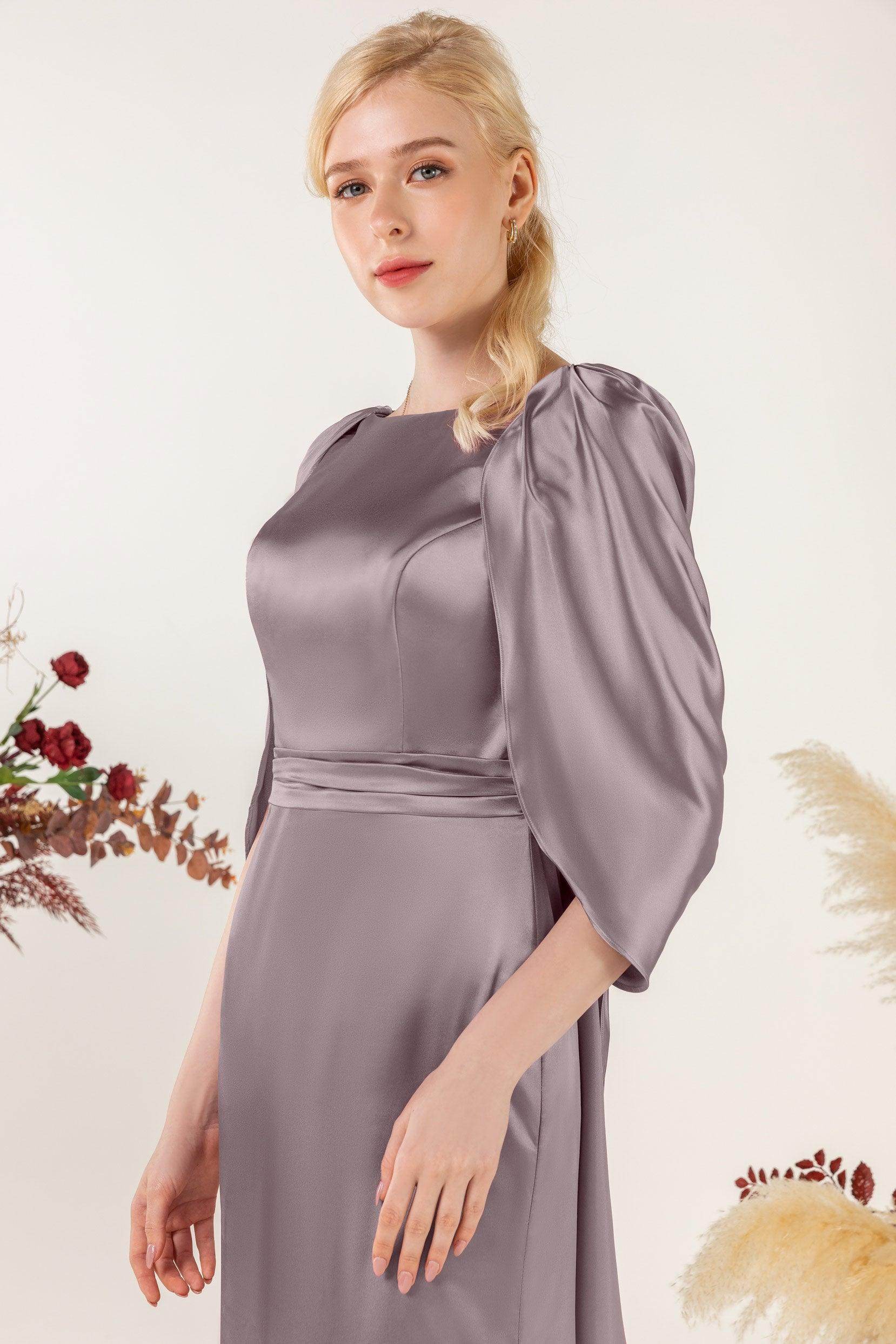 Sheath Sweep Luxe Satin Bridesmaid Dress Formal Dresses CB0513