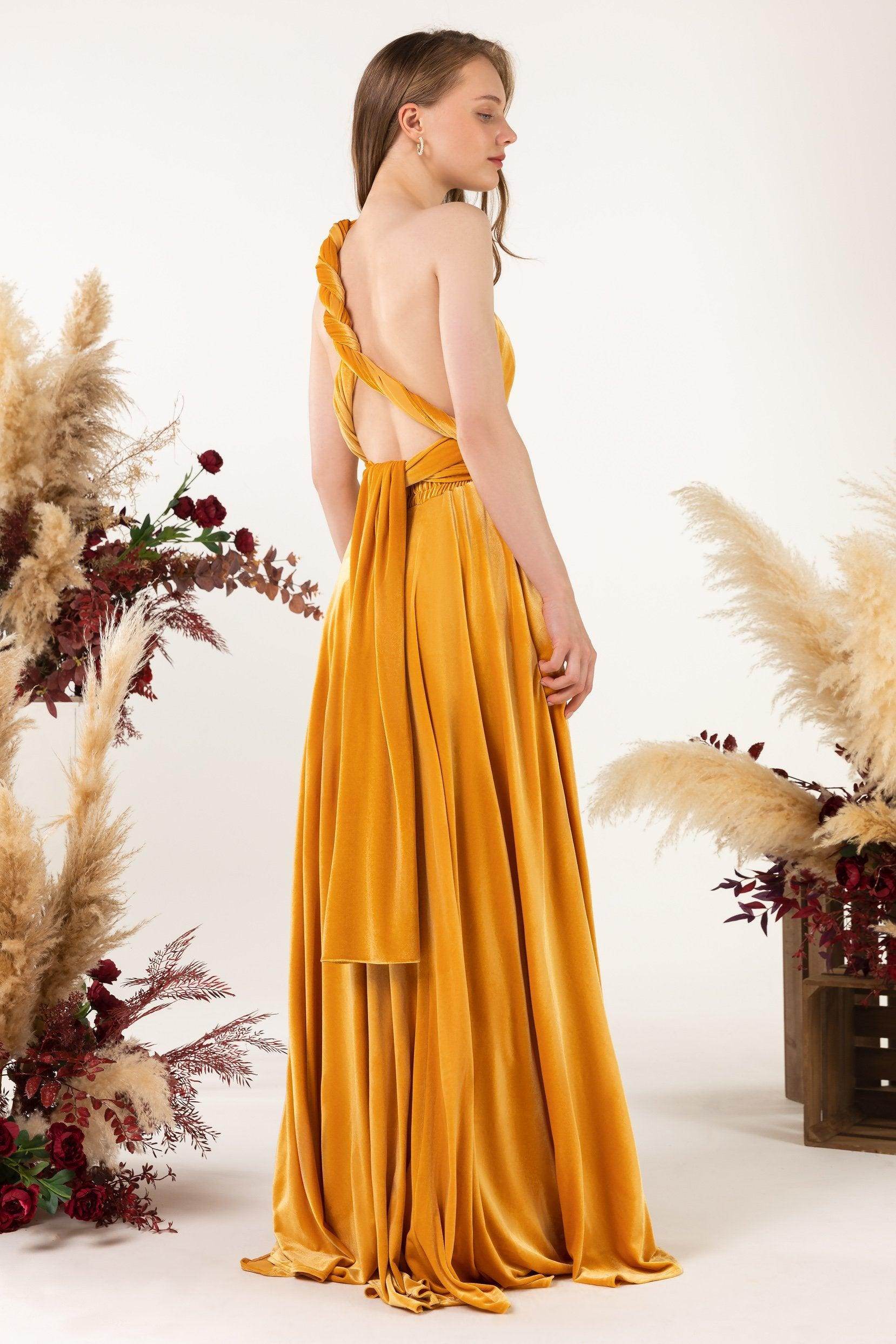 Asymmetrical Floor Length Velvet Bridesmaid Dress CB0514