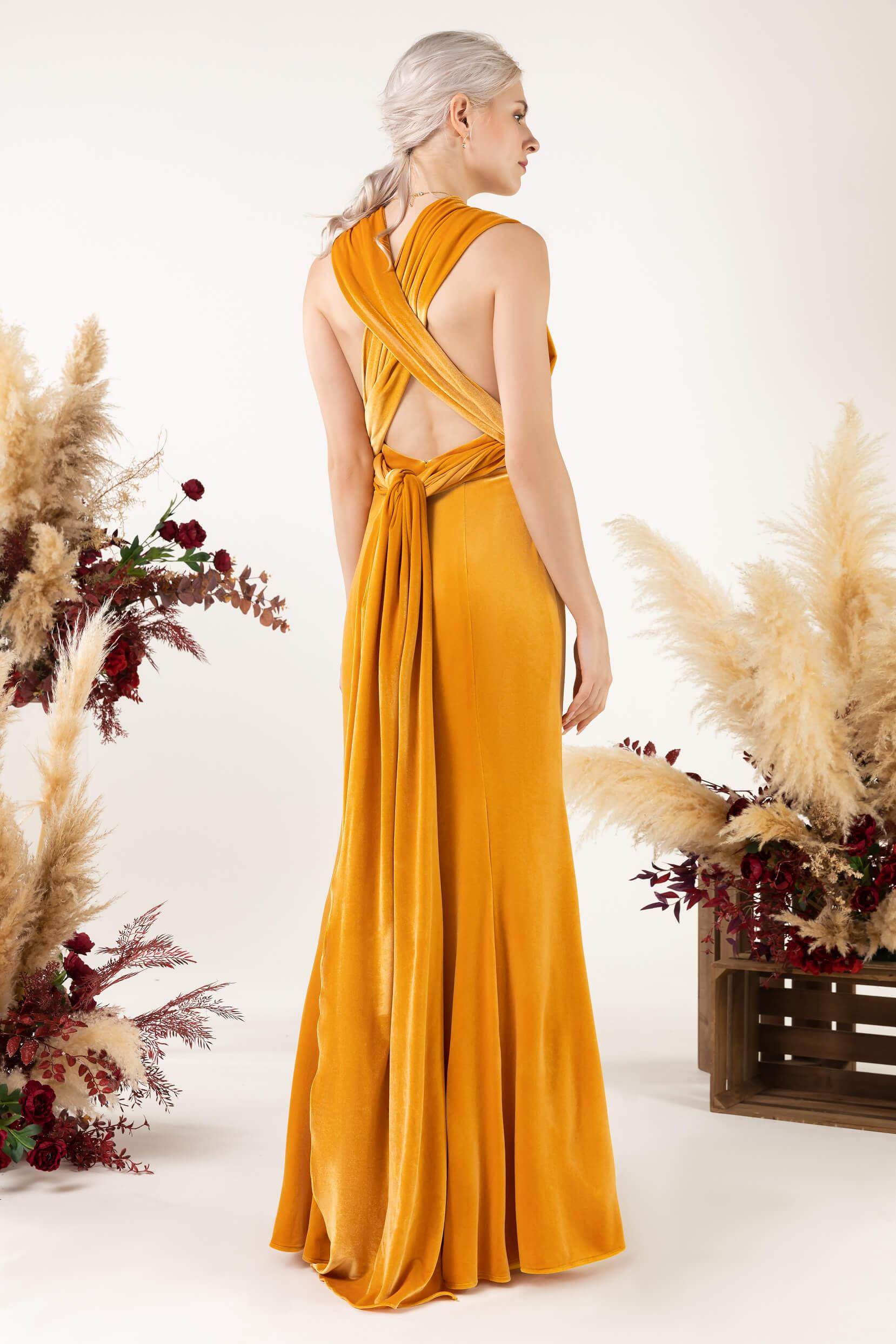 Trumpet Sweep-Brush Train Velvet Bridesmaid Dress CB0515