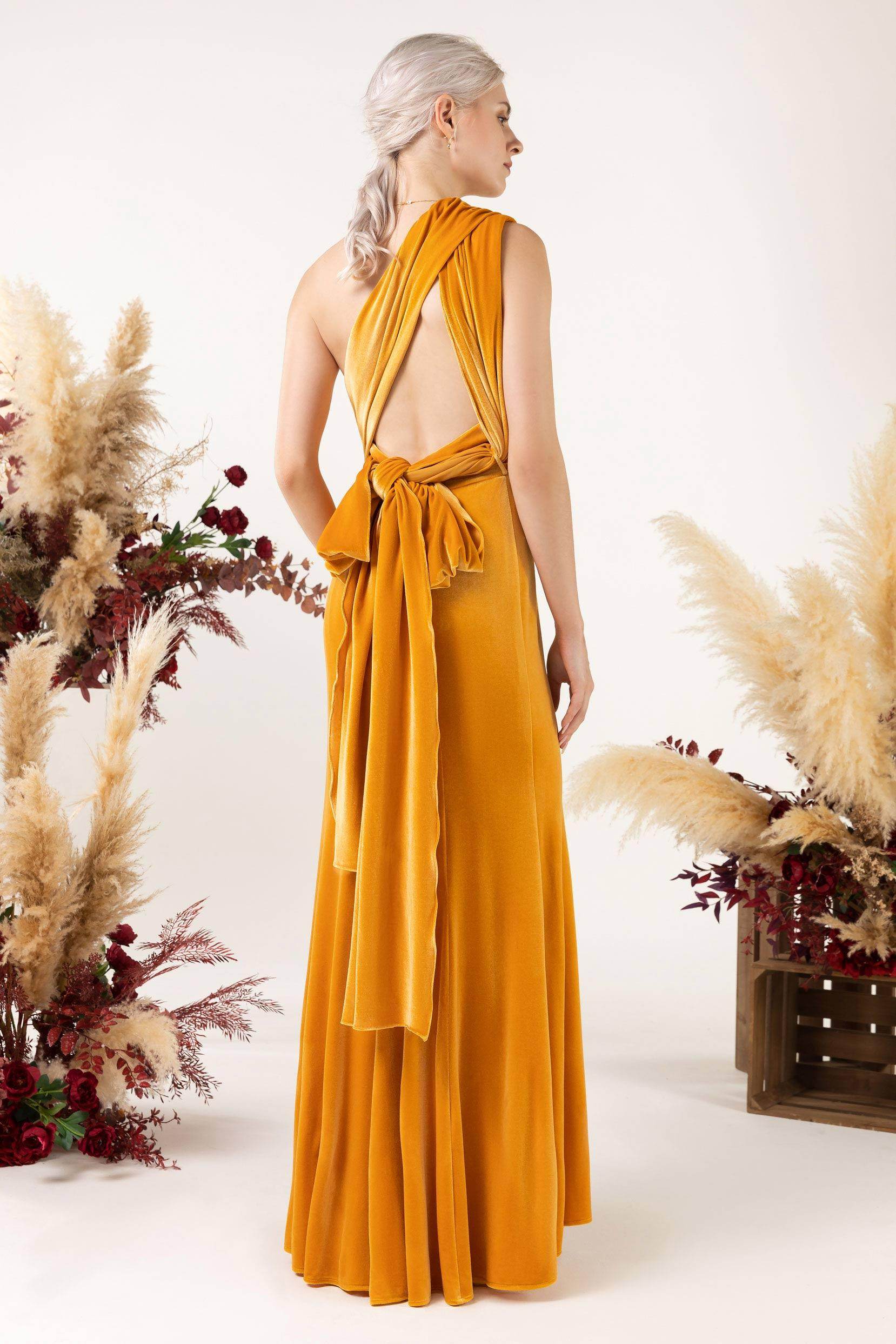 Trumpet Sweep-Brush Train Velvet Bridesmaid Dress CB0515