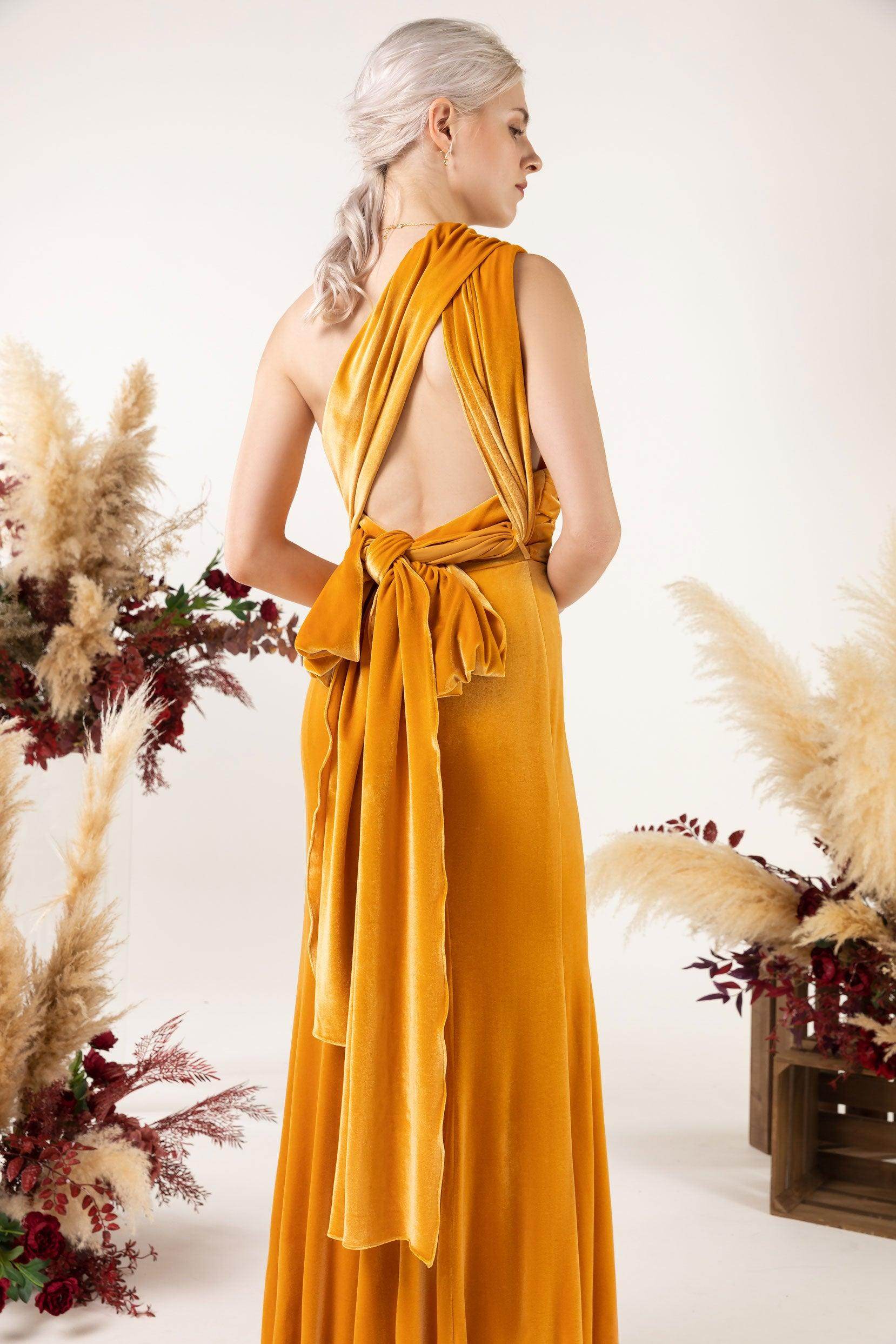Trumpet Sweep-Brush Train Velvet Bridesmaid Dress CB0515