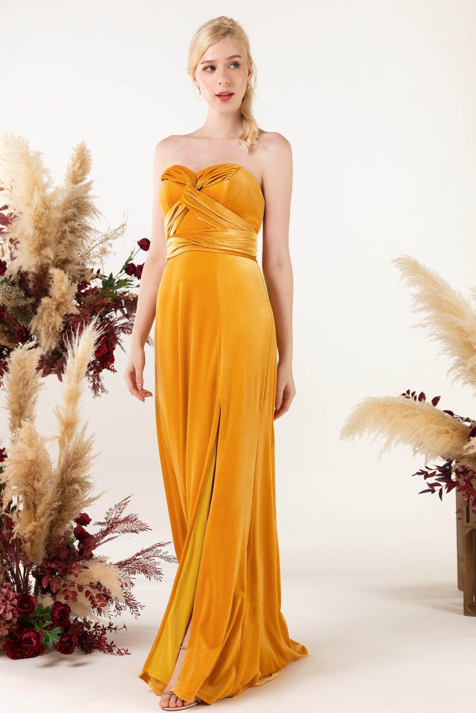 Sheath Sweep-Brush Train Velvet Bridesmaid Dress CB0516