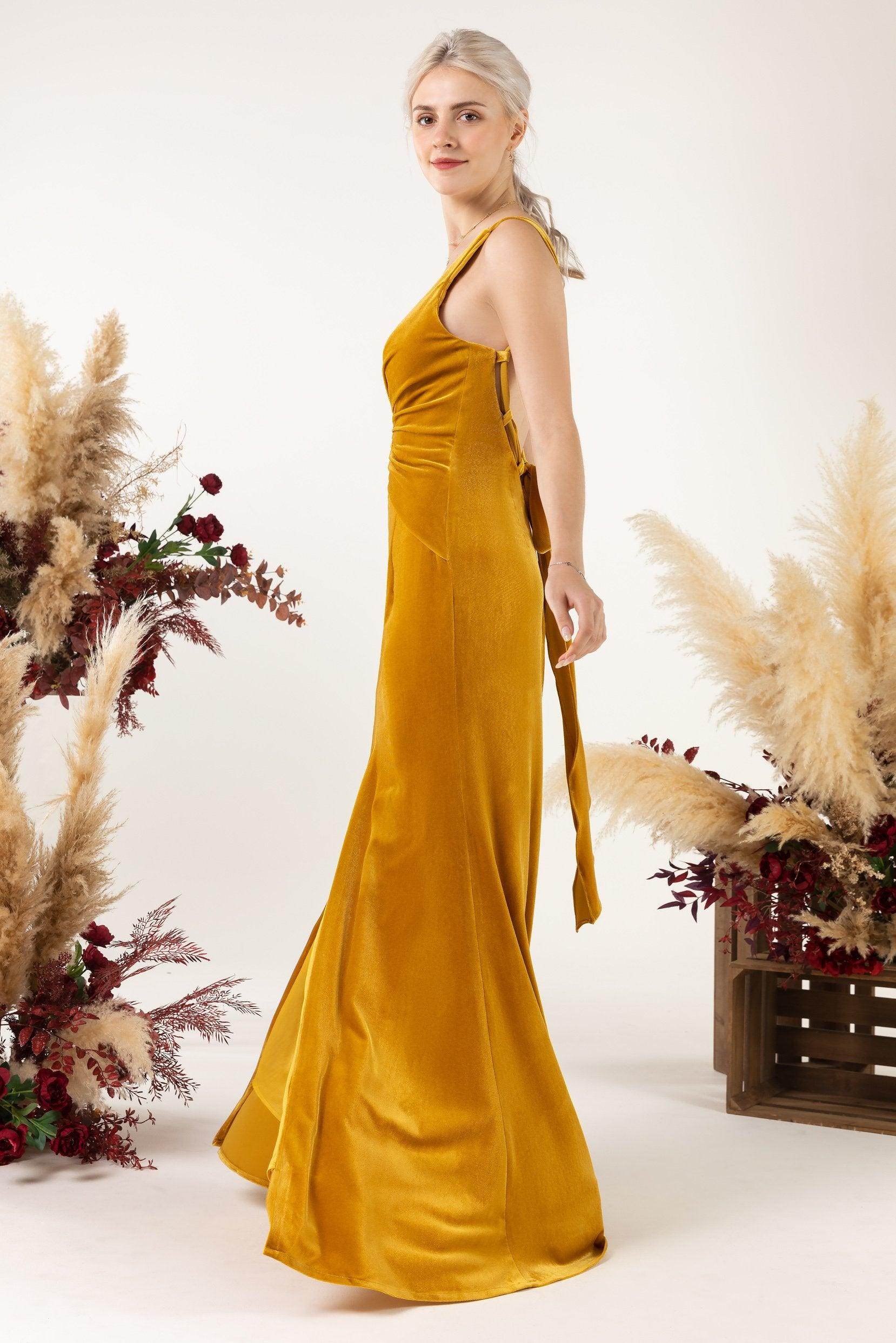 Sheath Sweep-Brush Train Velvet Bridesmaid Dress CB0518