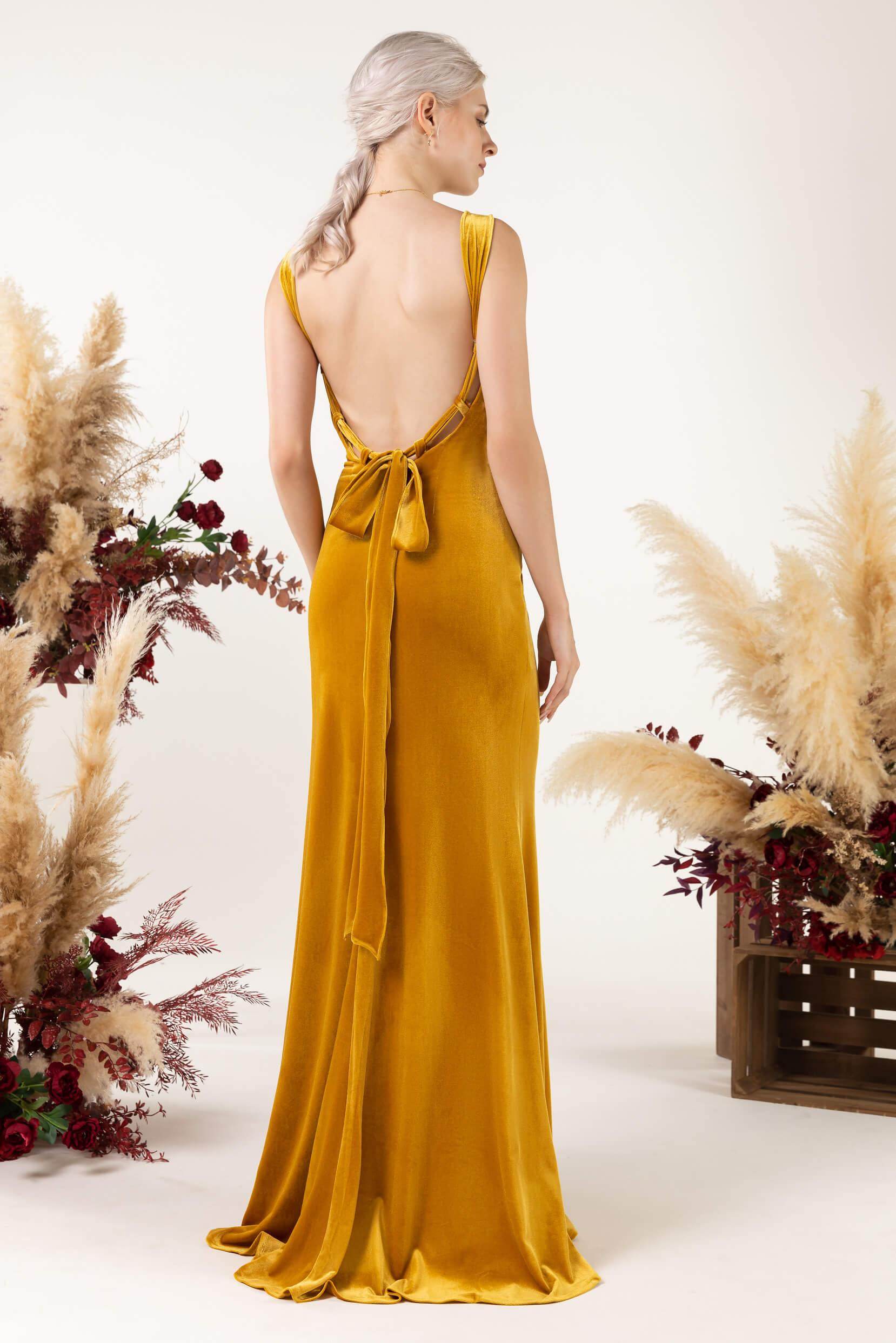 Sheath Sweep-Brush Train Velvet Bridesmaid Dress CB0518
