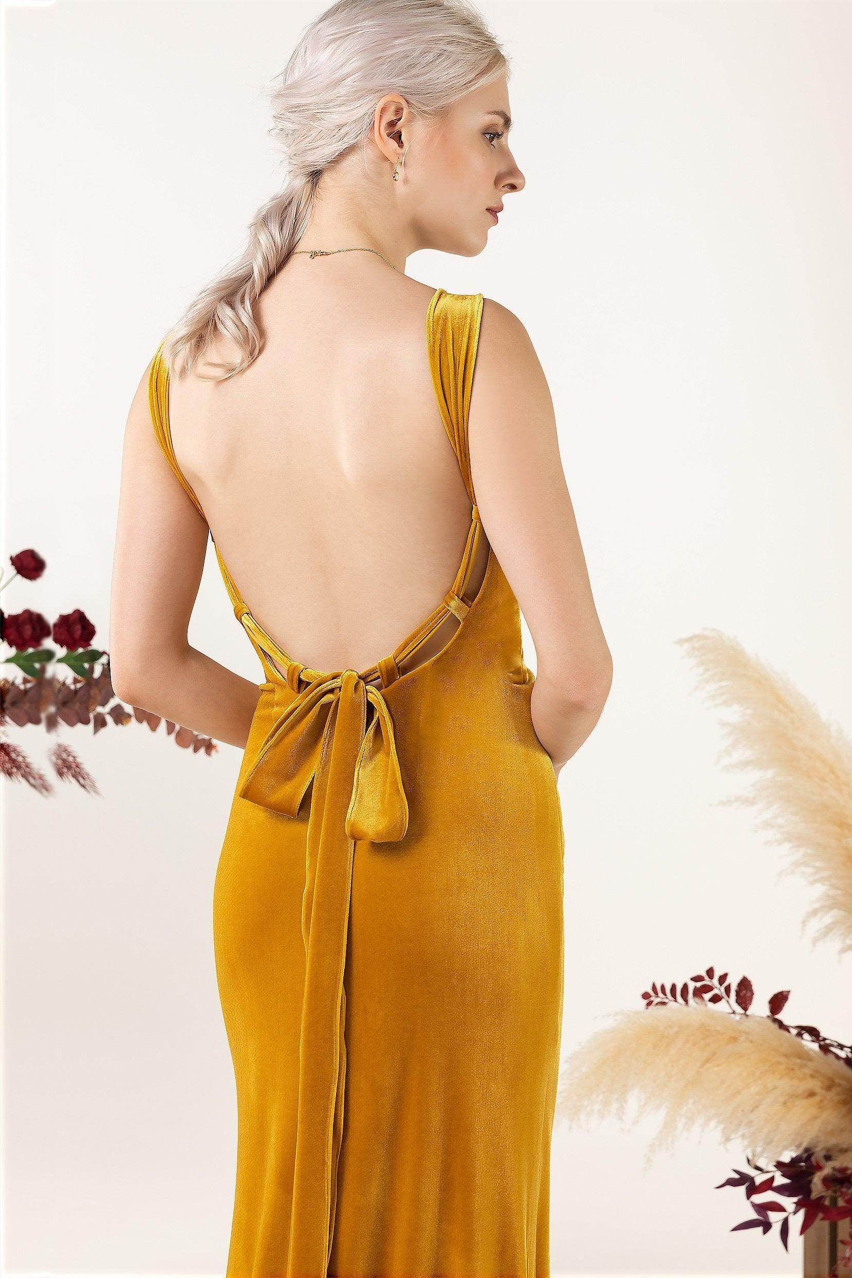 Sheath Sweep-Brush Train Velvet Bridesmaid Dress CB0518