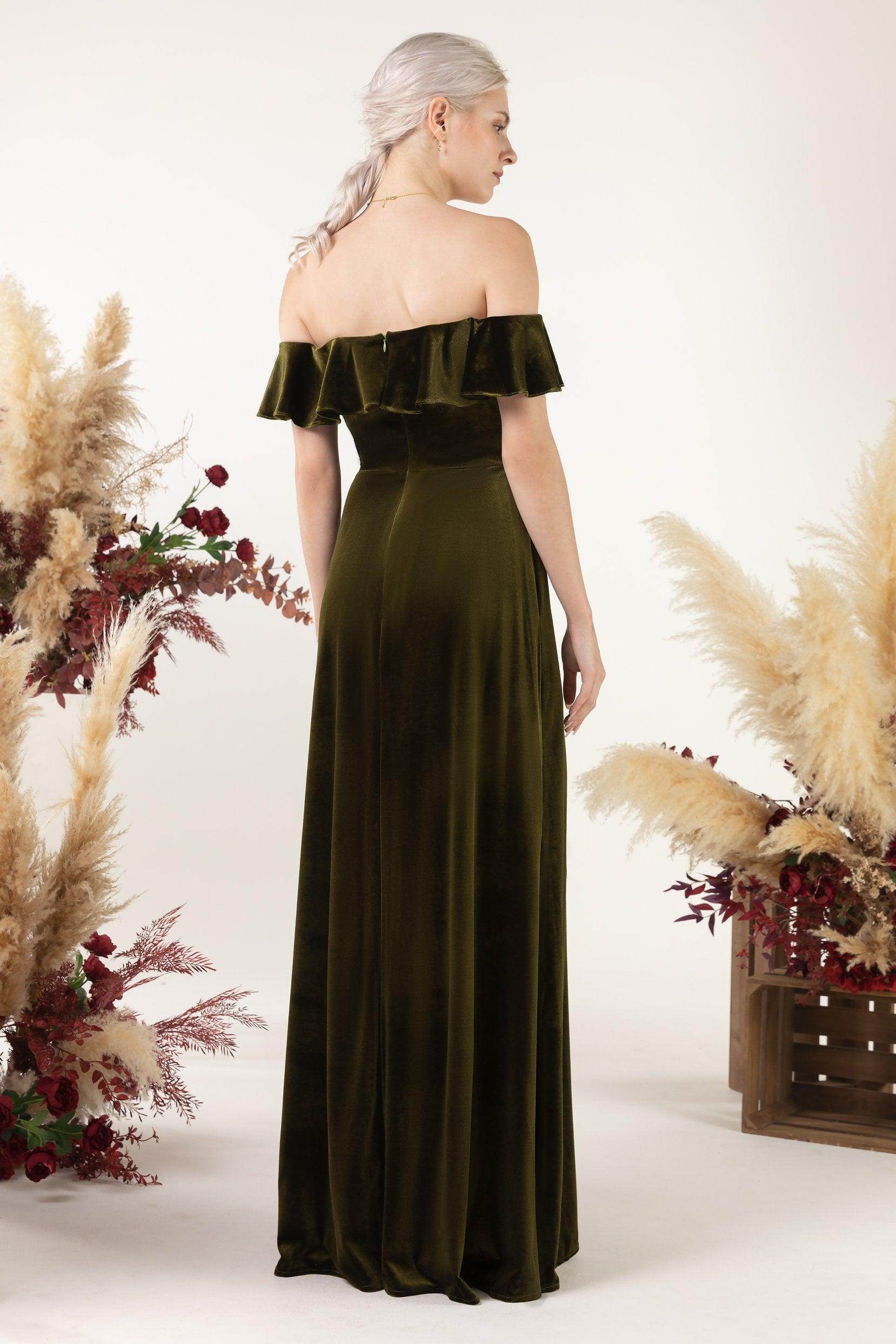 Sheath-Column Floor Length Velvet Bridesmaid Dress Formal Dresses CB0522