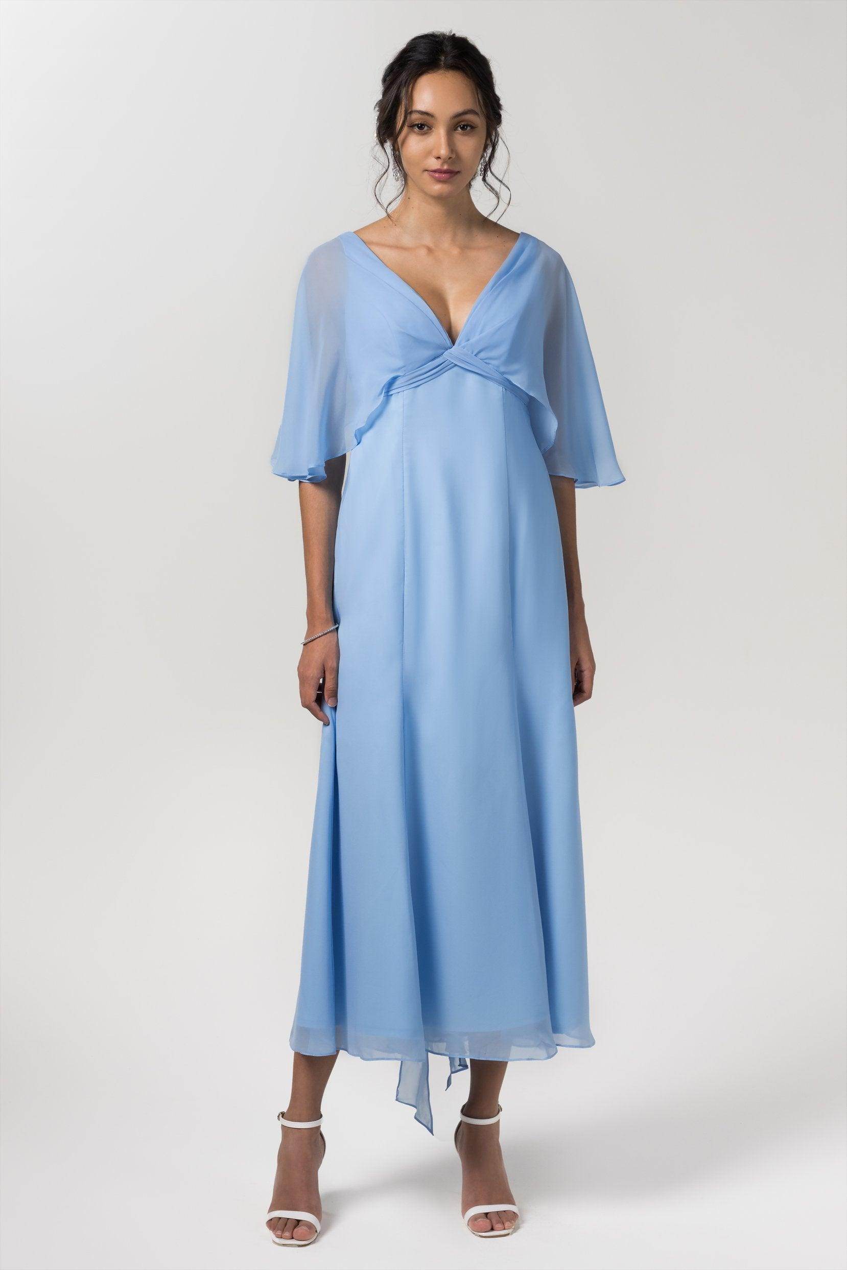 A-Line Tea Length Chiffon Bridesmaid Dress CB0553