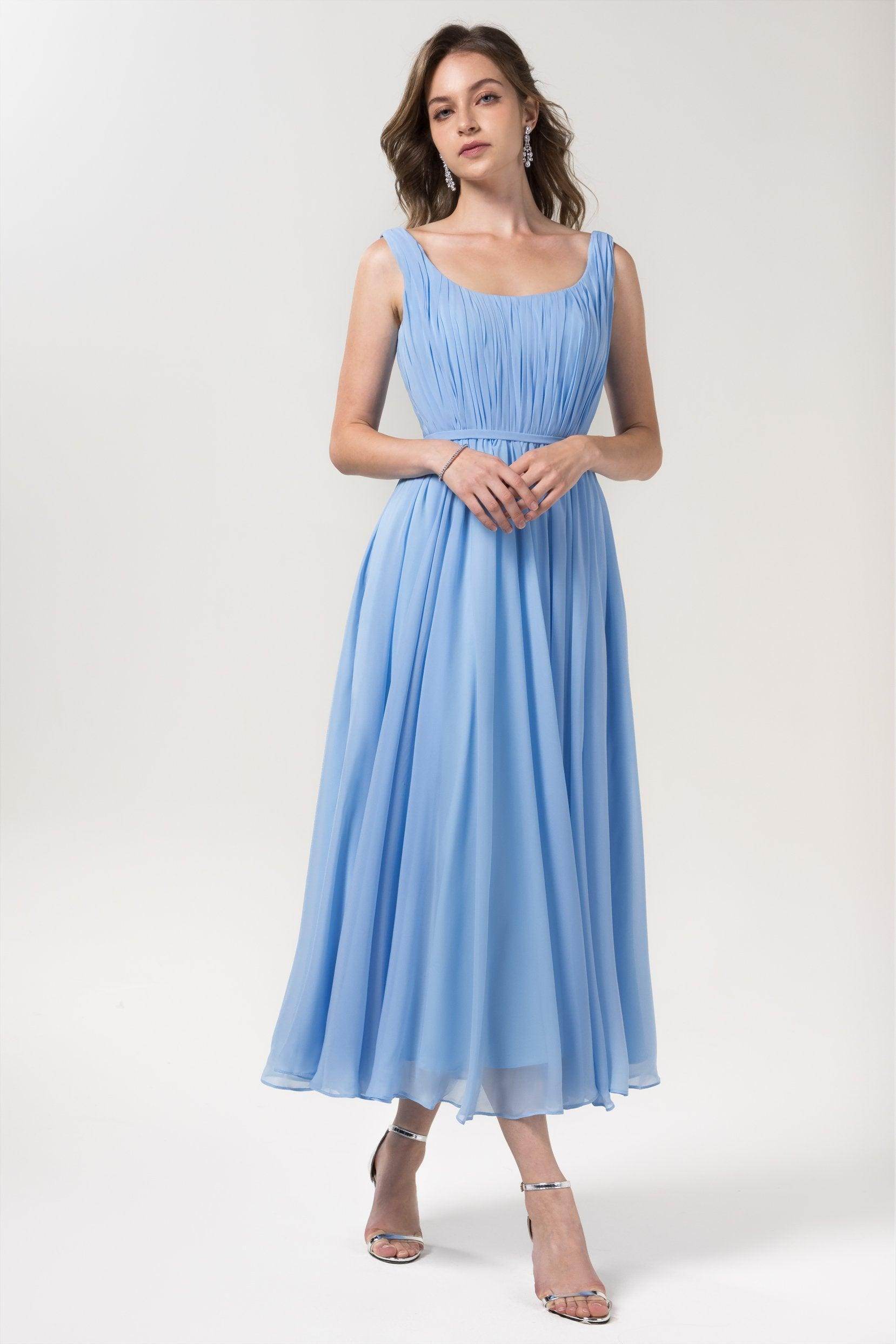 A-Line Tea Length Chiffon Bridesmaid Dress CB0555
