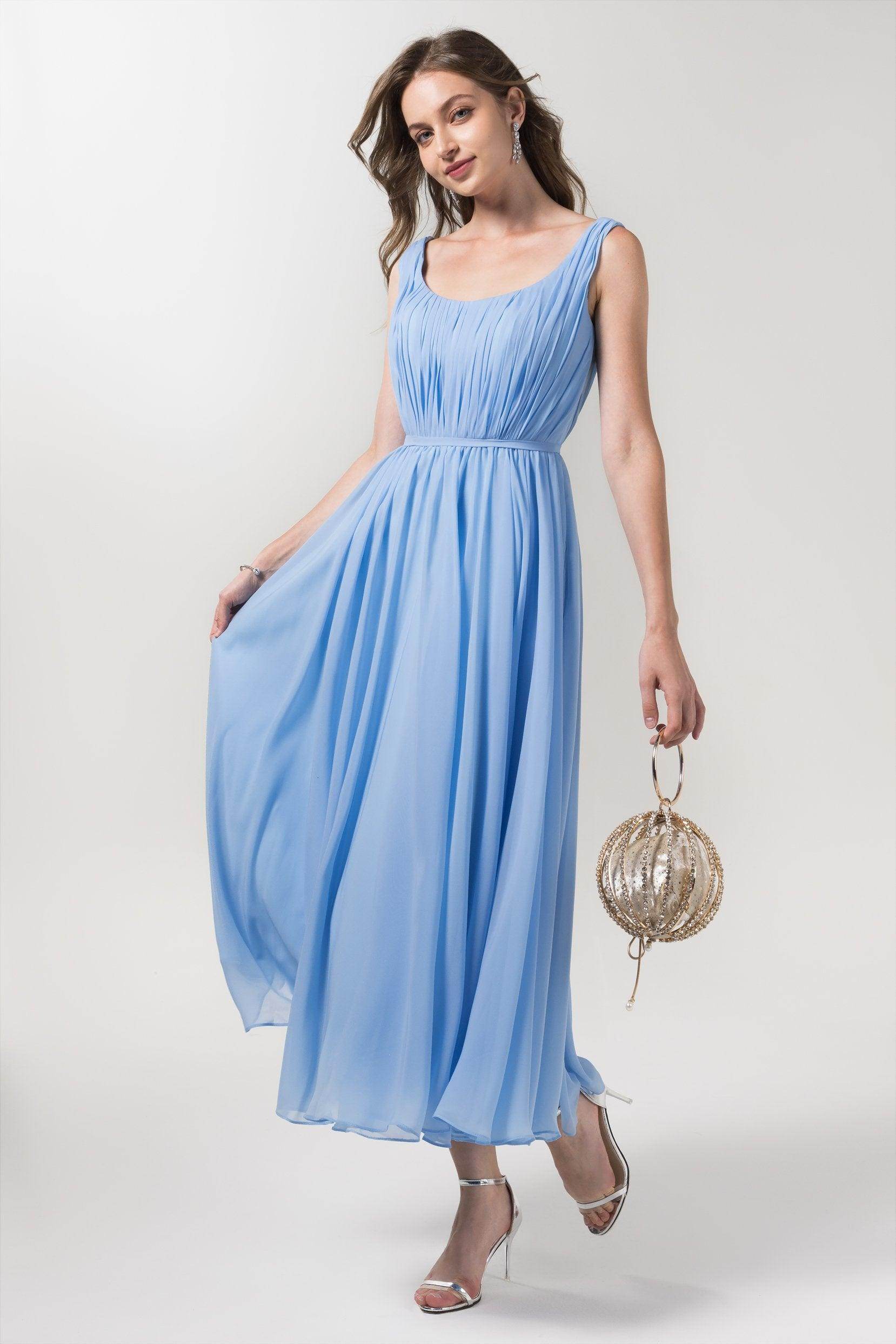 A-Line Tea Length Chiffon Bridesmaid Dress CB0555PS