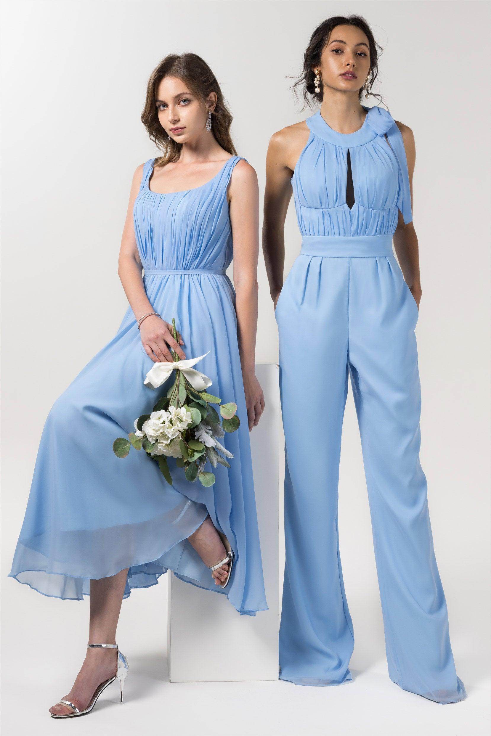 A-Line Tea Length Chiffon Bridesmaid Dress CB0555PS