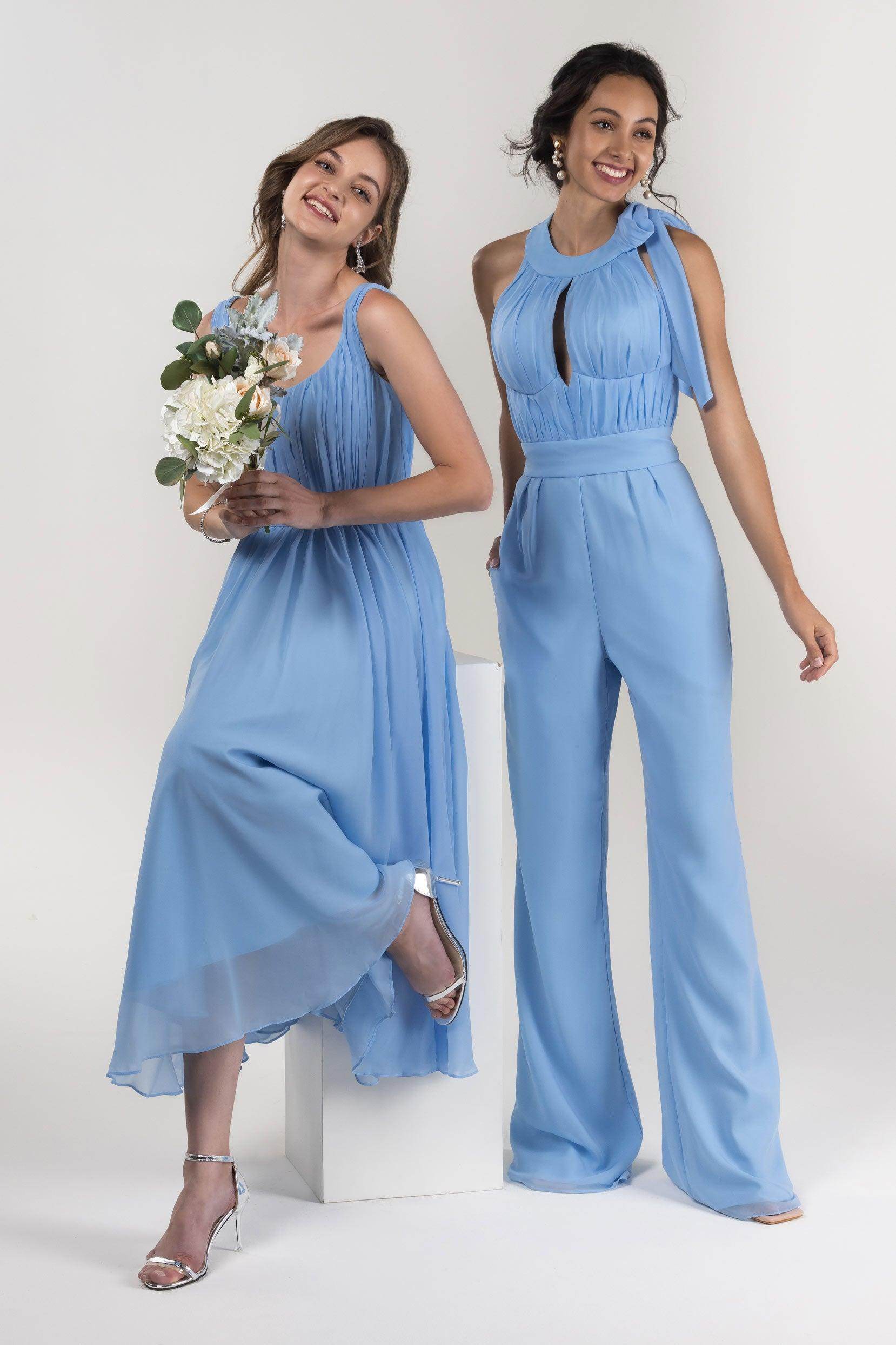 A-Line Tea Length Chiffon Bridesmaid Dress CB0555PS