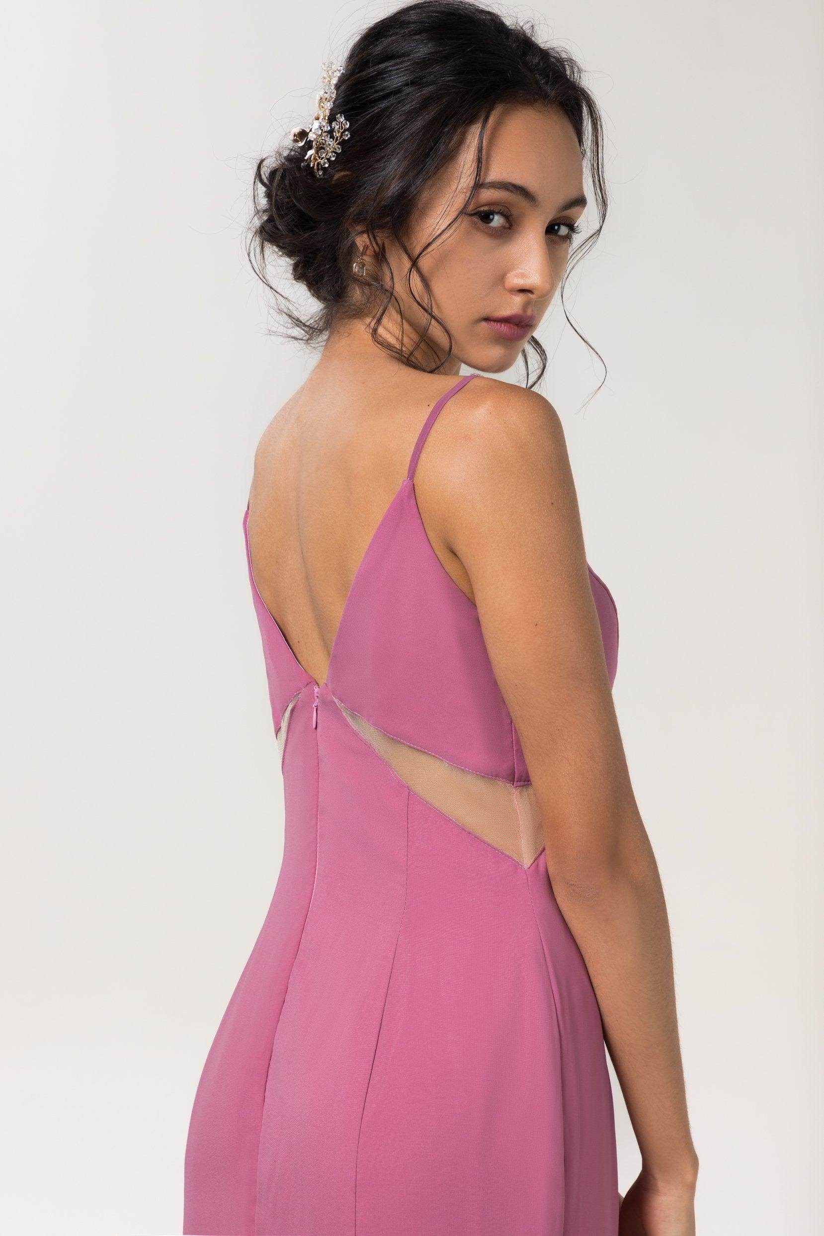 Sheath-Column Floor Length Chiffon Bridesmaid Dress CB0558