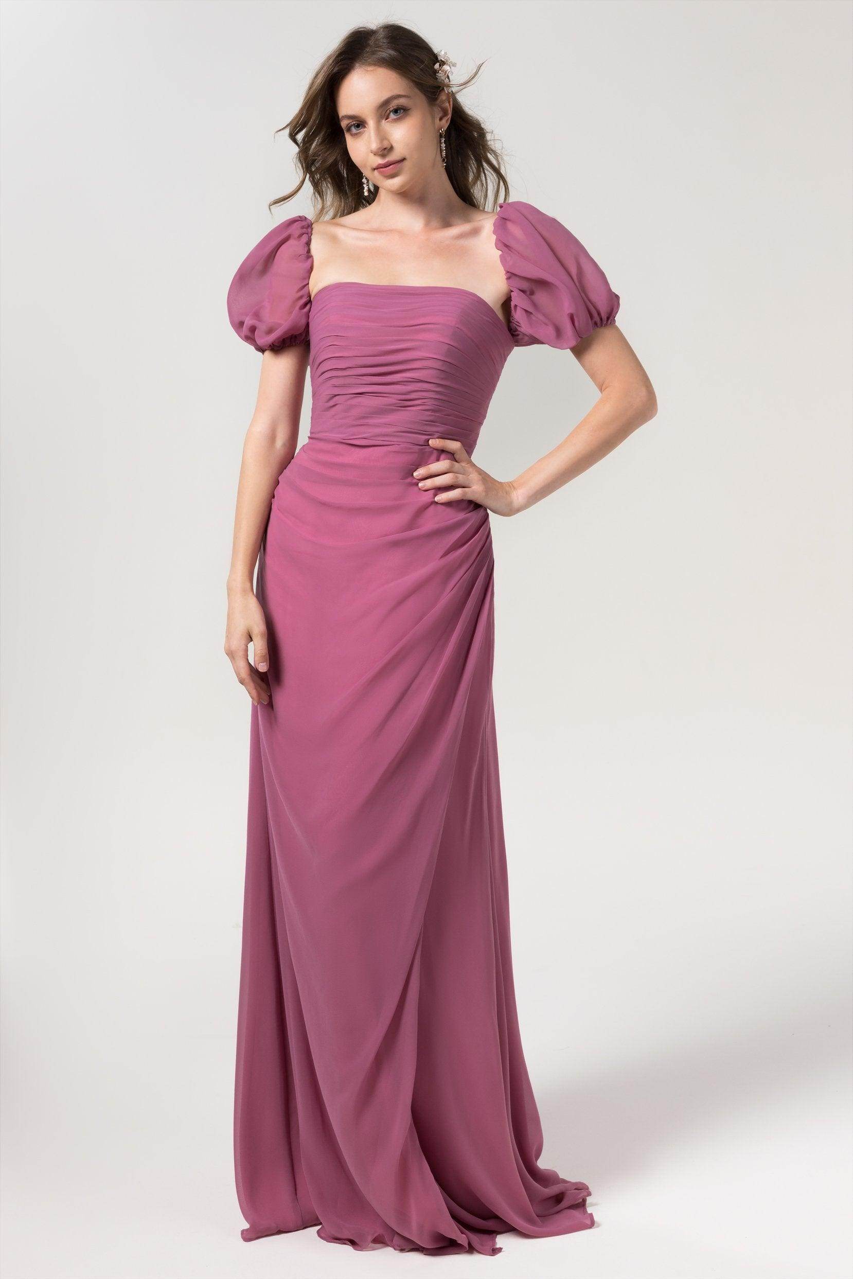 Sheath-Column Floor Length Chiffon Bridesmaid Dress Formal Dresses CB0561