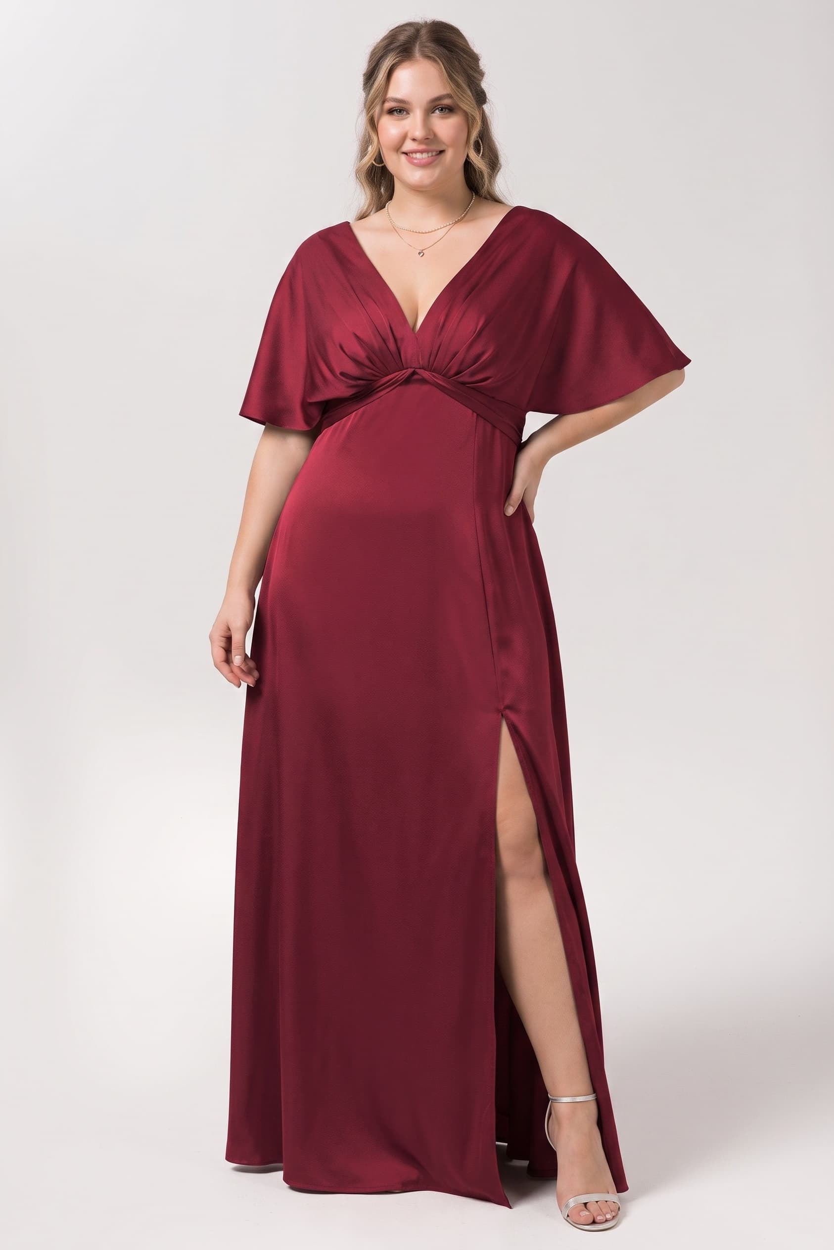 Sheath Floor Length Luxe Satin Bridesmaid Dress Formal Dresses CB0584