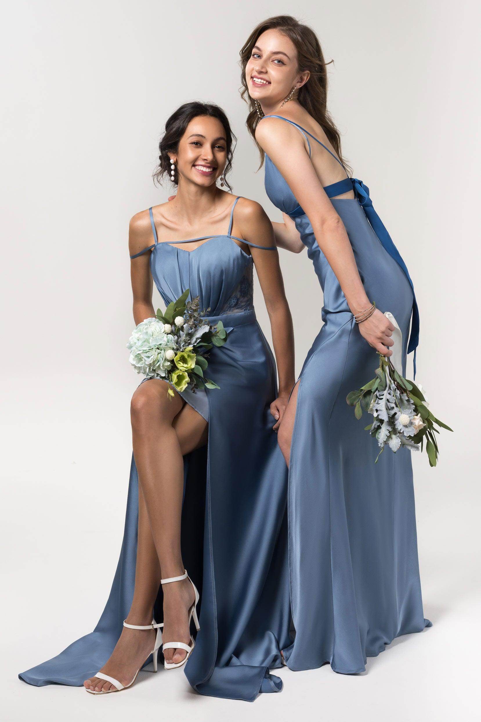 Trumpet Floor Length Luxe Satin Bridesmaid Dress Formal Dresses CB0589