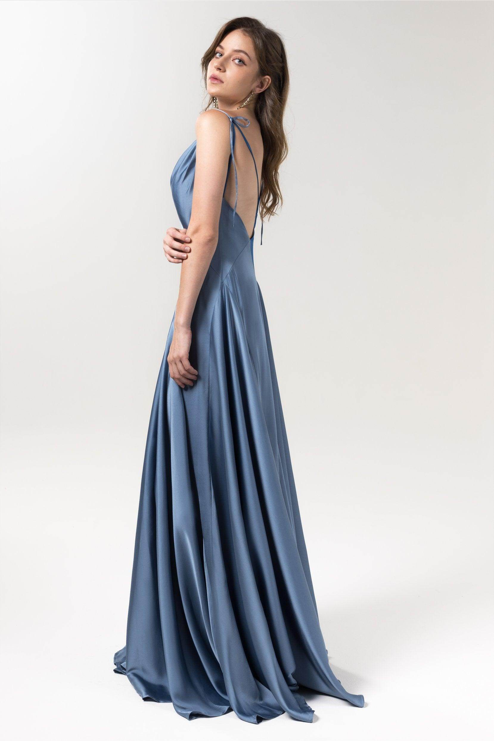 A-Line Floor Length Luxe Satin Bridesmaid Dress Formal Dresses CB0591