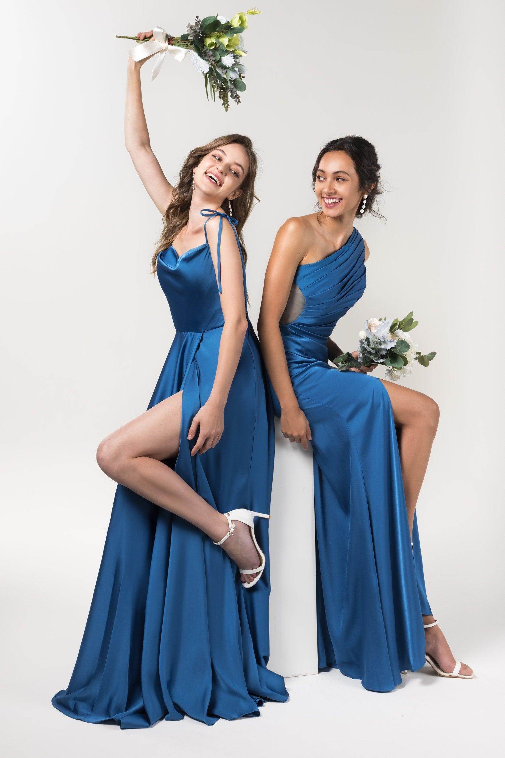 Sheath Floor Length Luxe Satin Bridesmaid Dress Formal Dresses CB0592