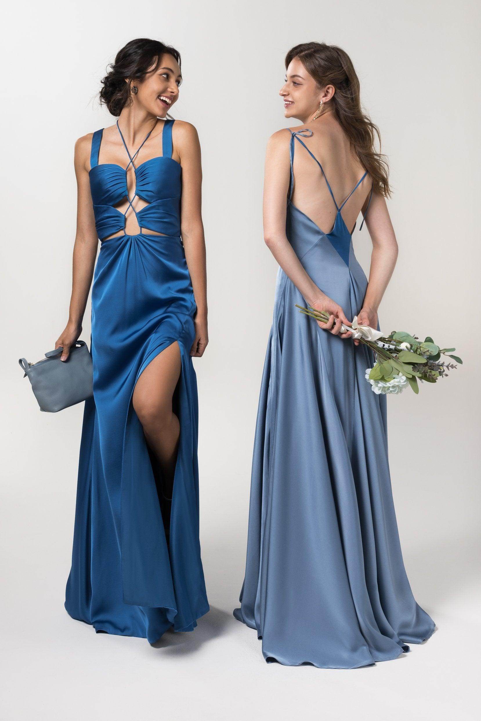 Sheath Floor Length Luxe Satin Bridesmaid Dress Formal Dresses CB0593